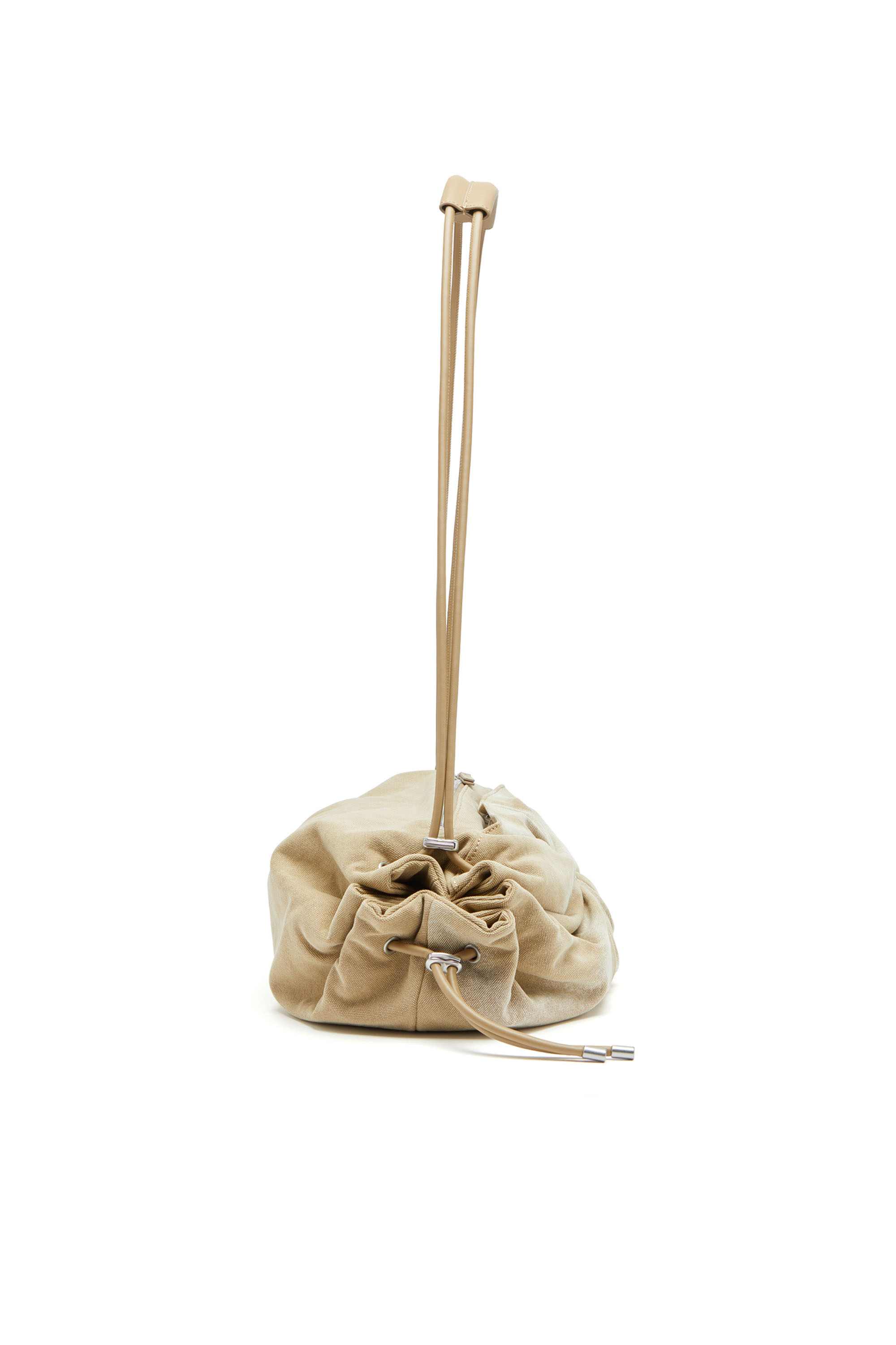 Beige Scrunch-D L-Scrunched duffle bag in treated canvas
