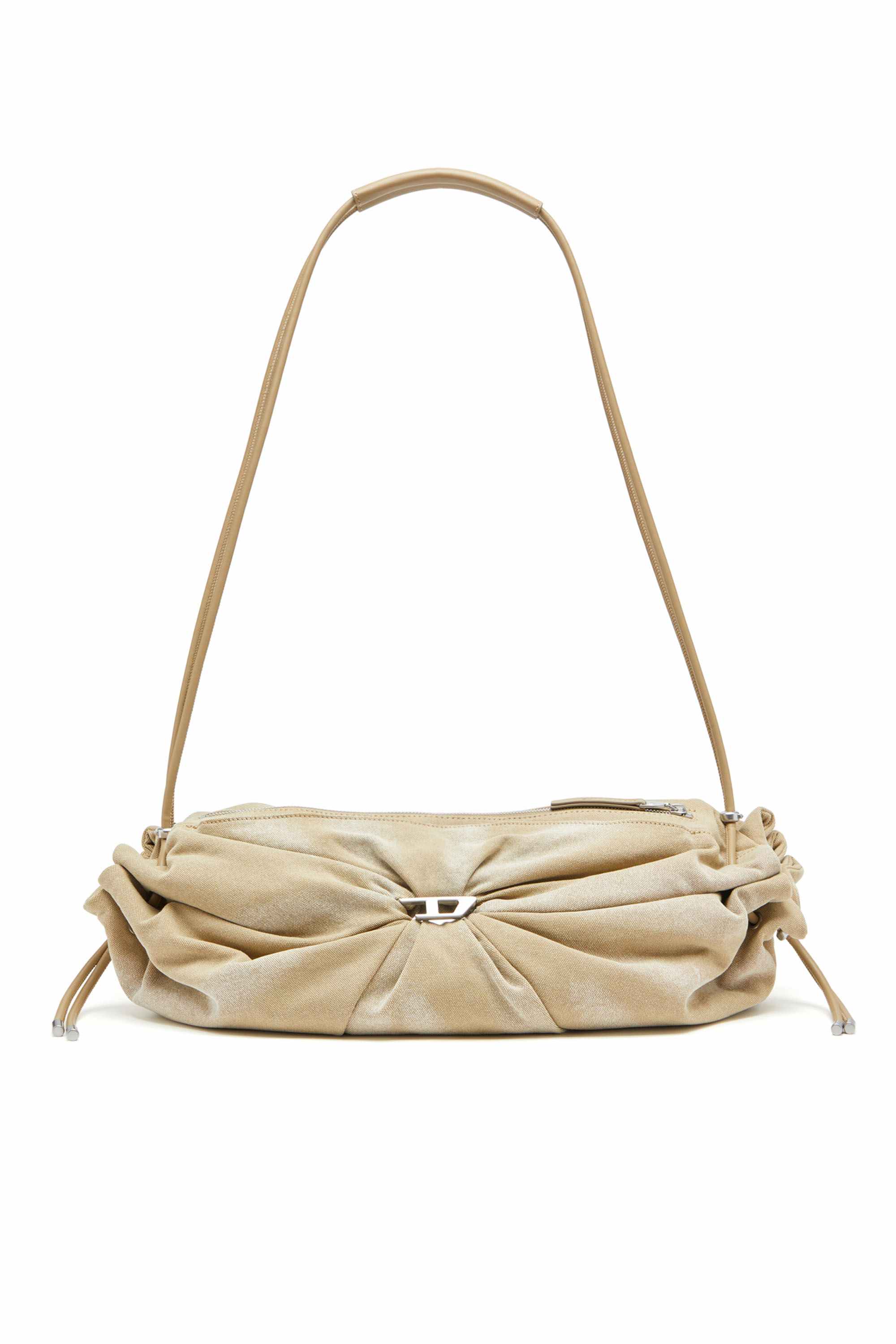 Beige Scrunch-D L-Scrunched duffle bag in treated canvas