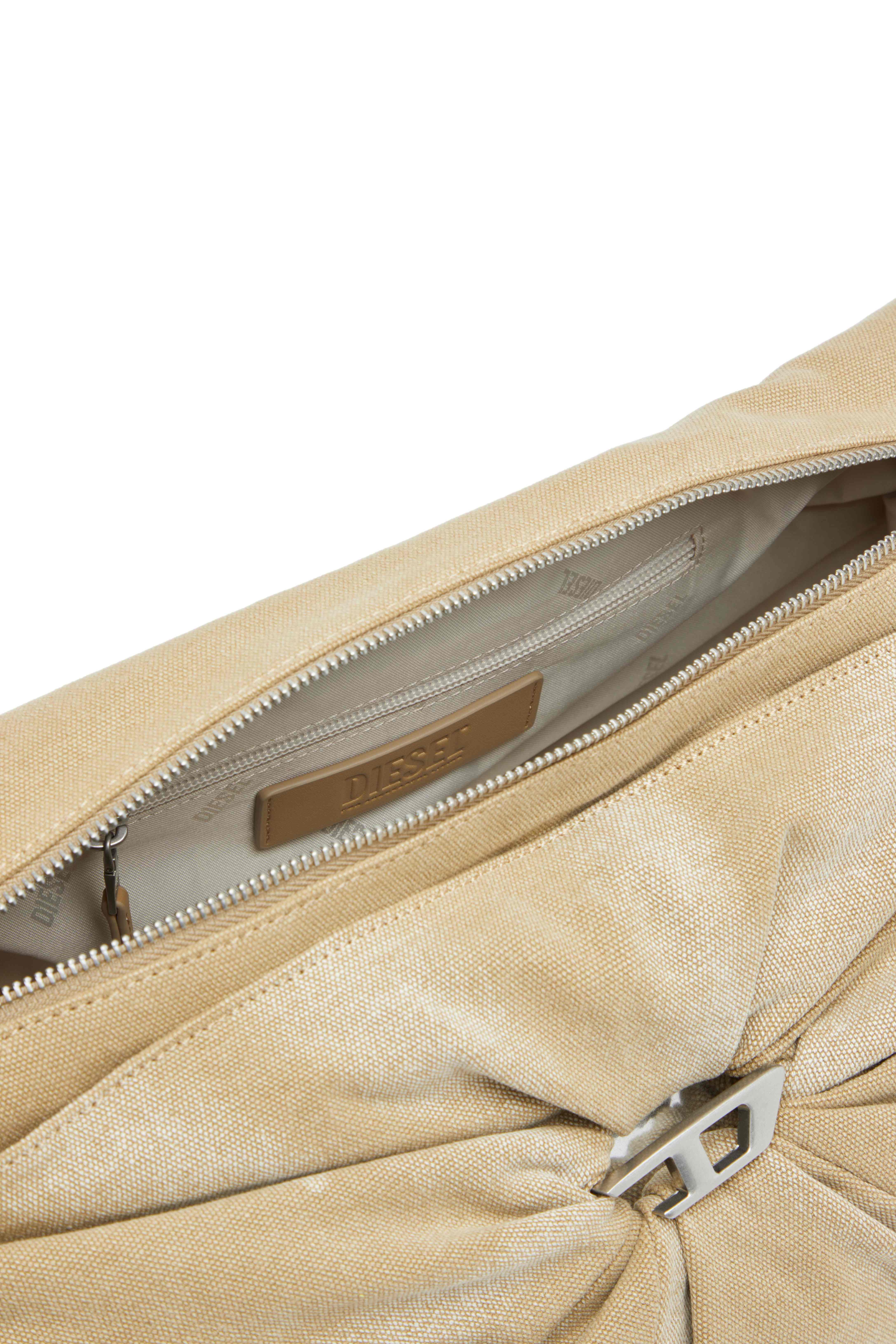 Beige Scrunch-D L-Scrunched duffle bag in treated canvas