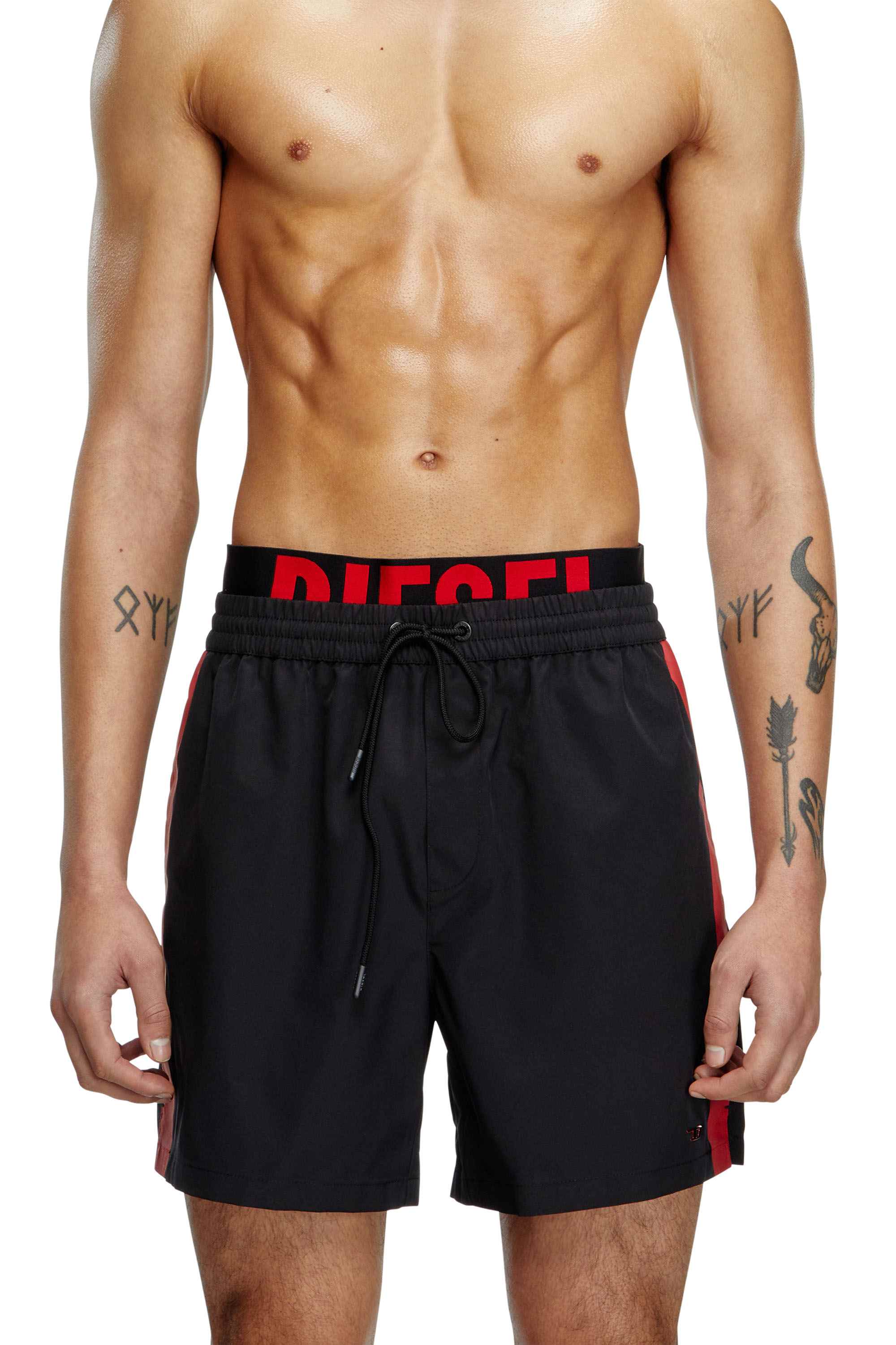 Multicolor Mid-length swim shorts with hybrid waist