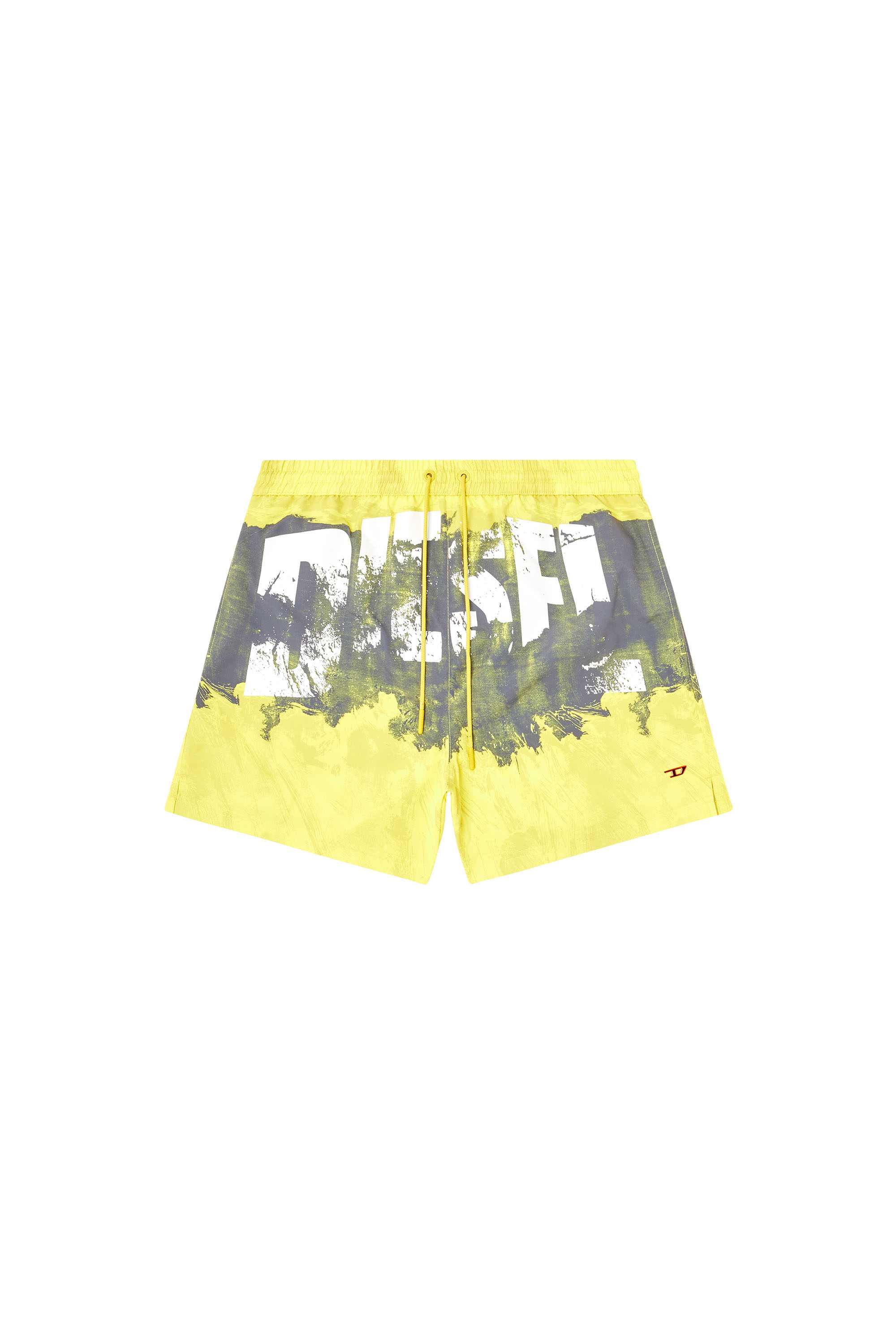 Yellow Mid-length swim shorts with graphic print