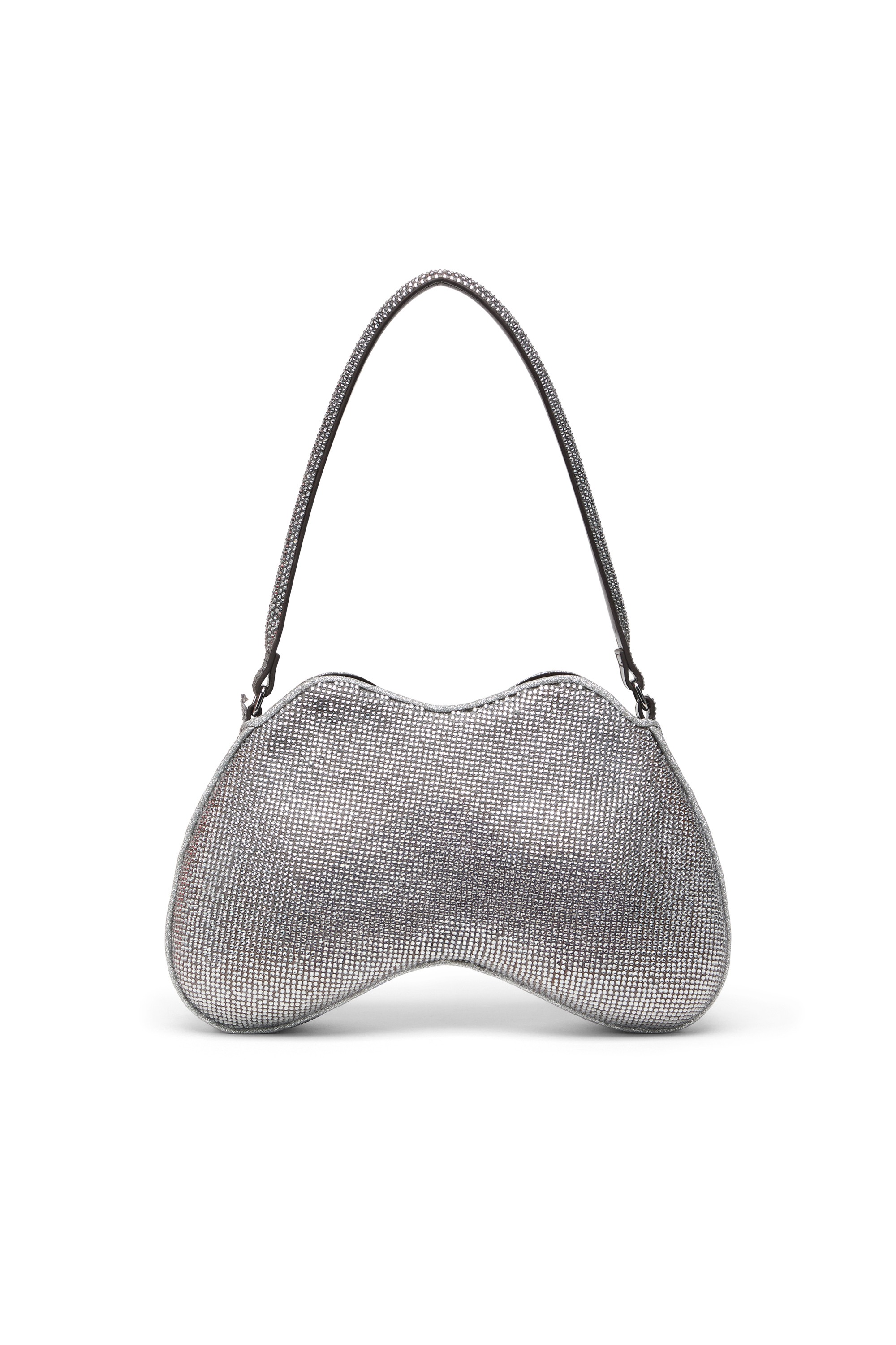 Silver Double-D-Shoulder bag with all-over crystals