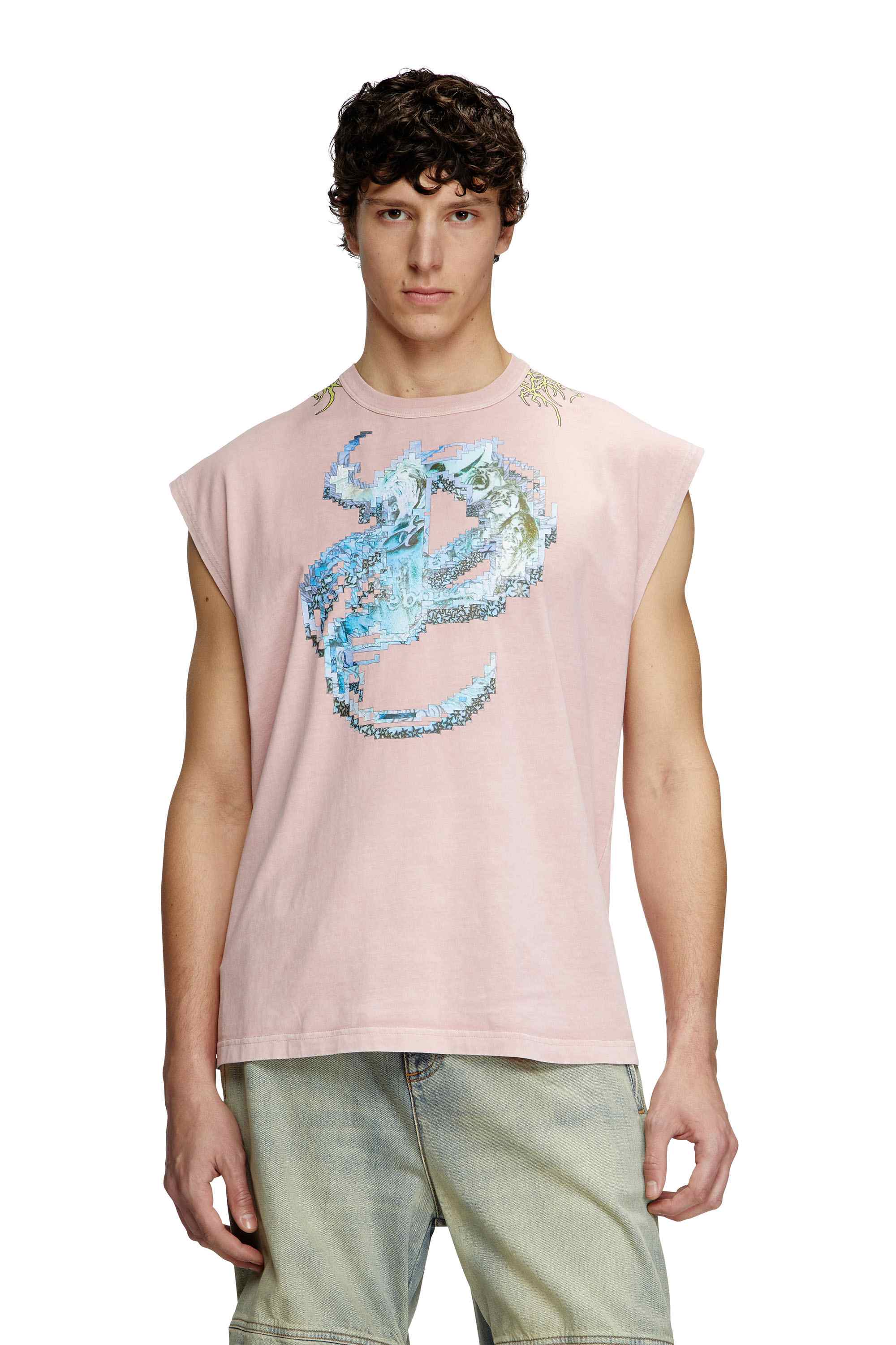 Pink Tank top with tattoo graphics
