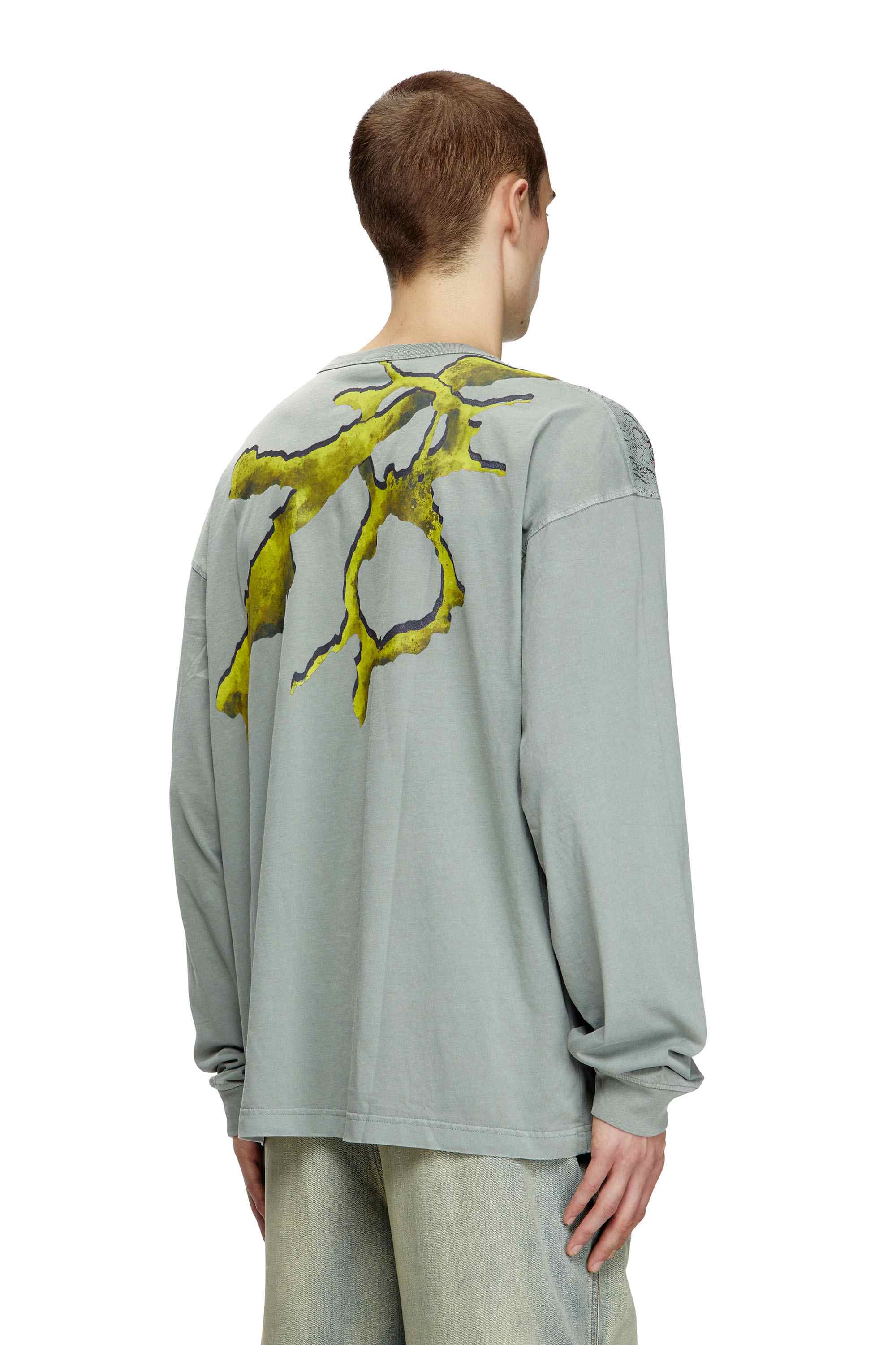 Grey Long-sleeve T-shirt with tattoo graphics