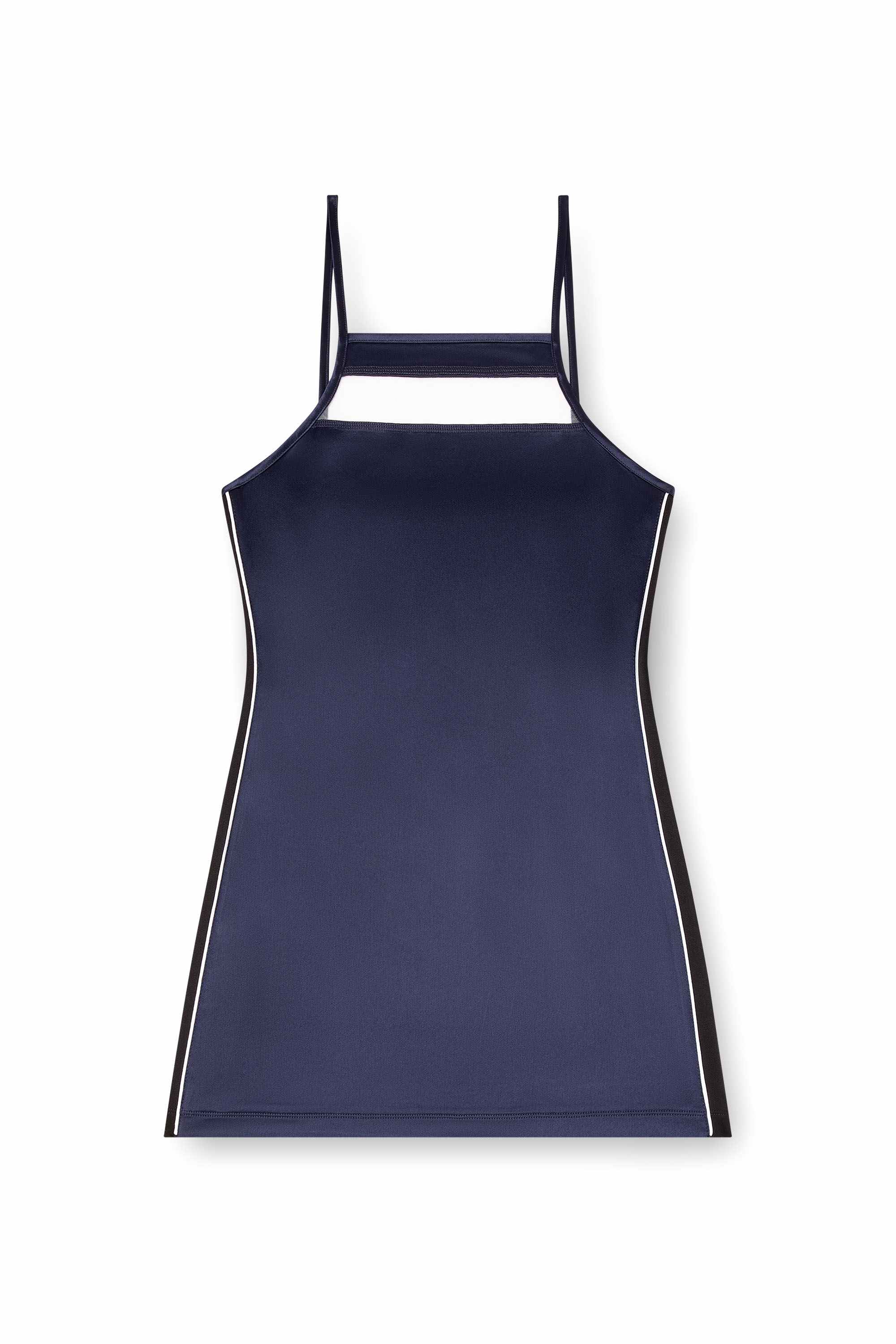 Blue Short dress in satin, knit and tulle