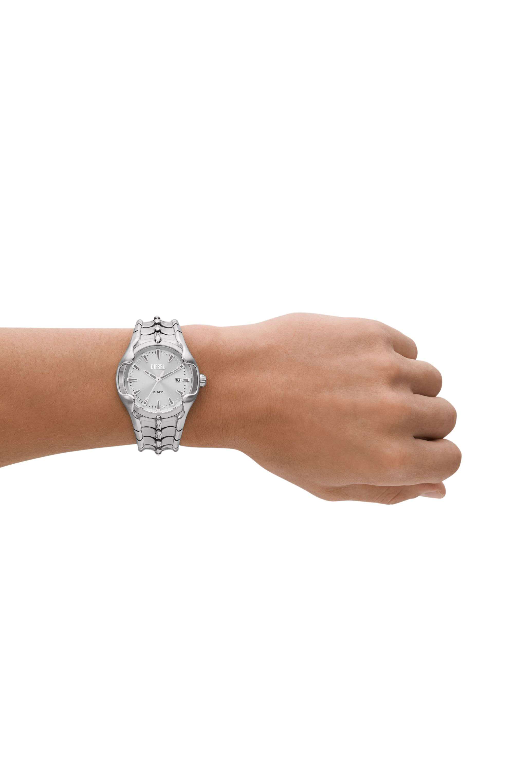 Silver DZ2185- Vert Three-Hand Date Stainless Steel Watch