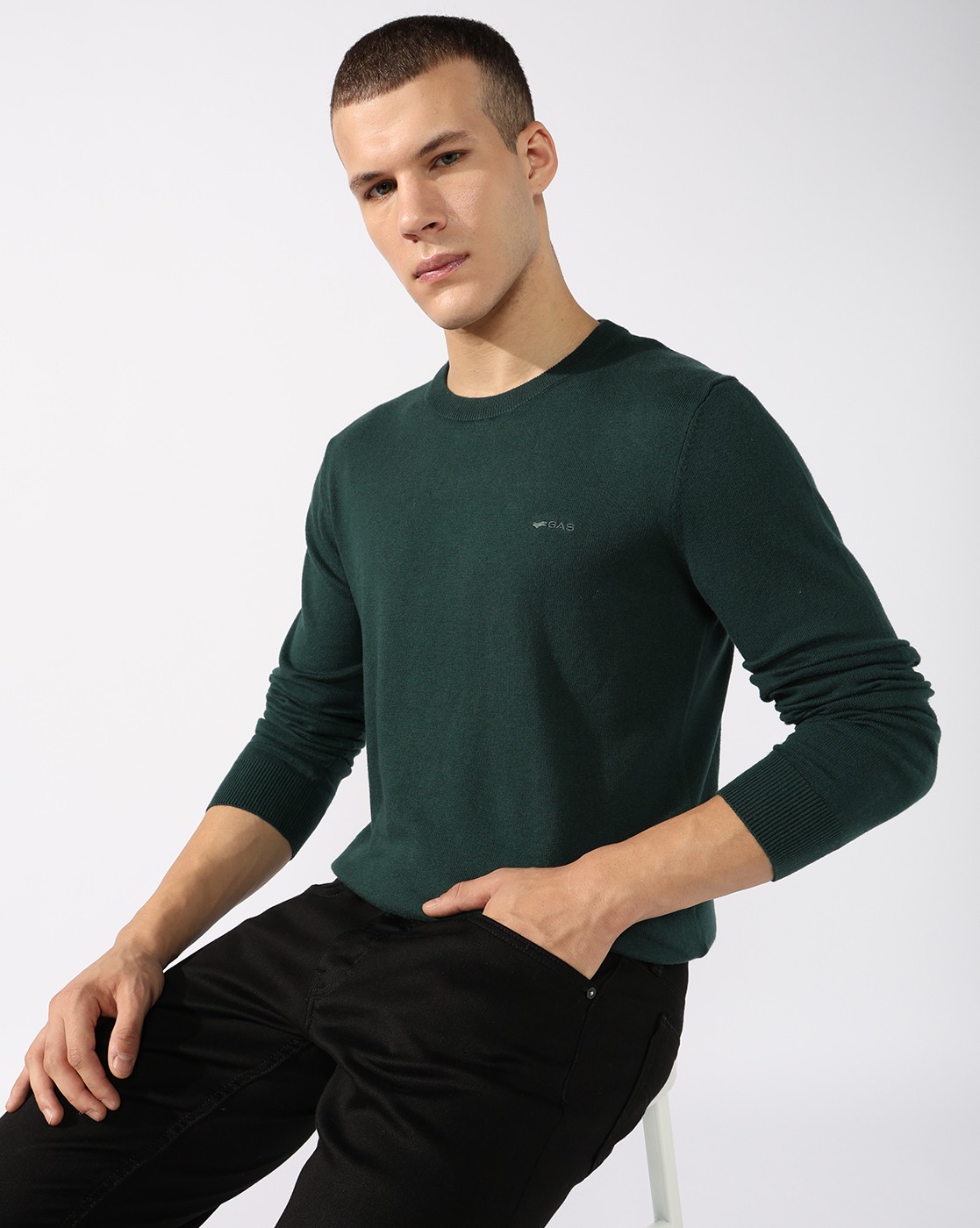 GAS | Slim Fit Pullover with Signature Branding