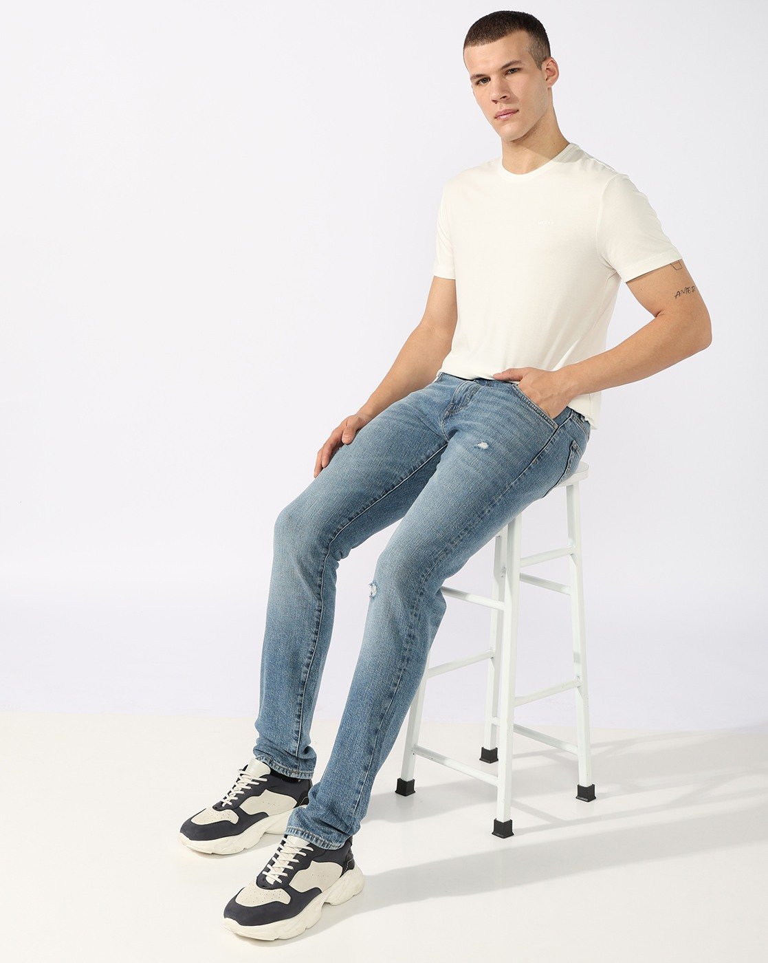 GAS | Carpenter Straight Fit Mid Rise Light Wash Blue Jeans
