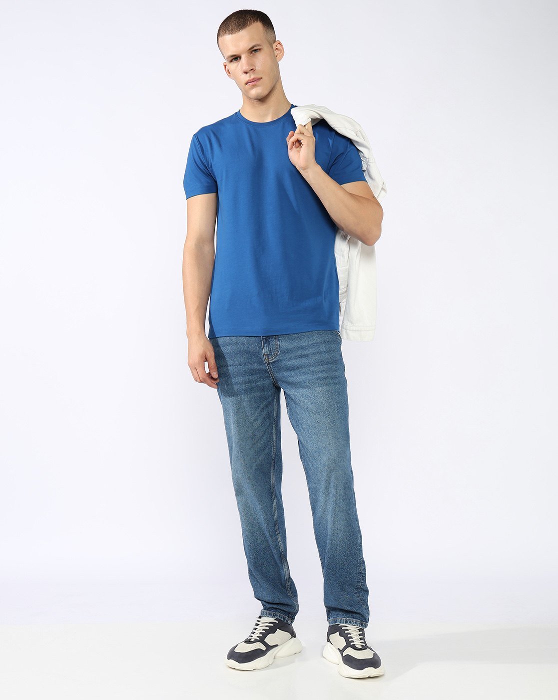 GAS | Jaxon Straight Fit Mid Rise Light Wash Dark Blue Jeans