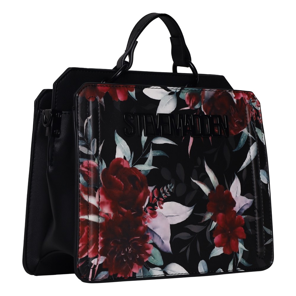 Bevelin Floral Black Satchel