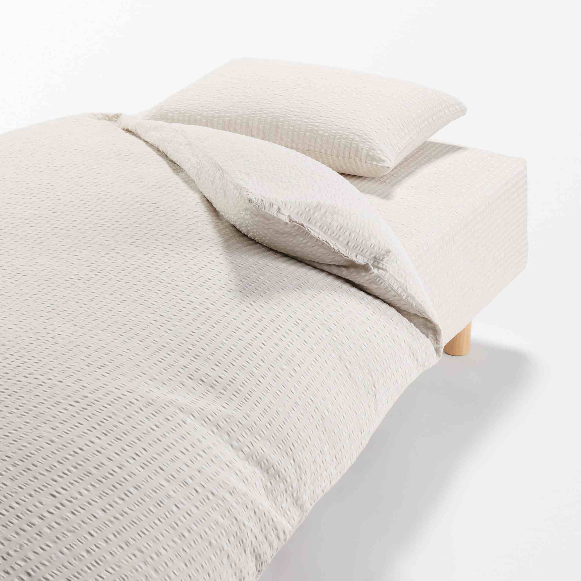 COTTON SEERSUCKER - DUVET COVER - 230X210 CM/ LIGHT BEIGE