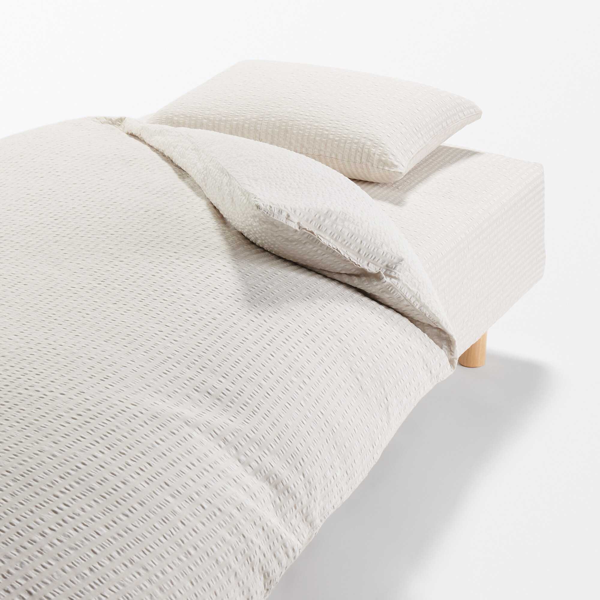 COTTON SEERSUCKER - FITTED SHEET - 180x200x18-28 CM/ LIGHT BEIGE