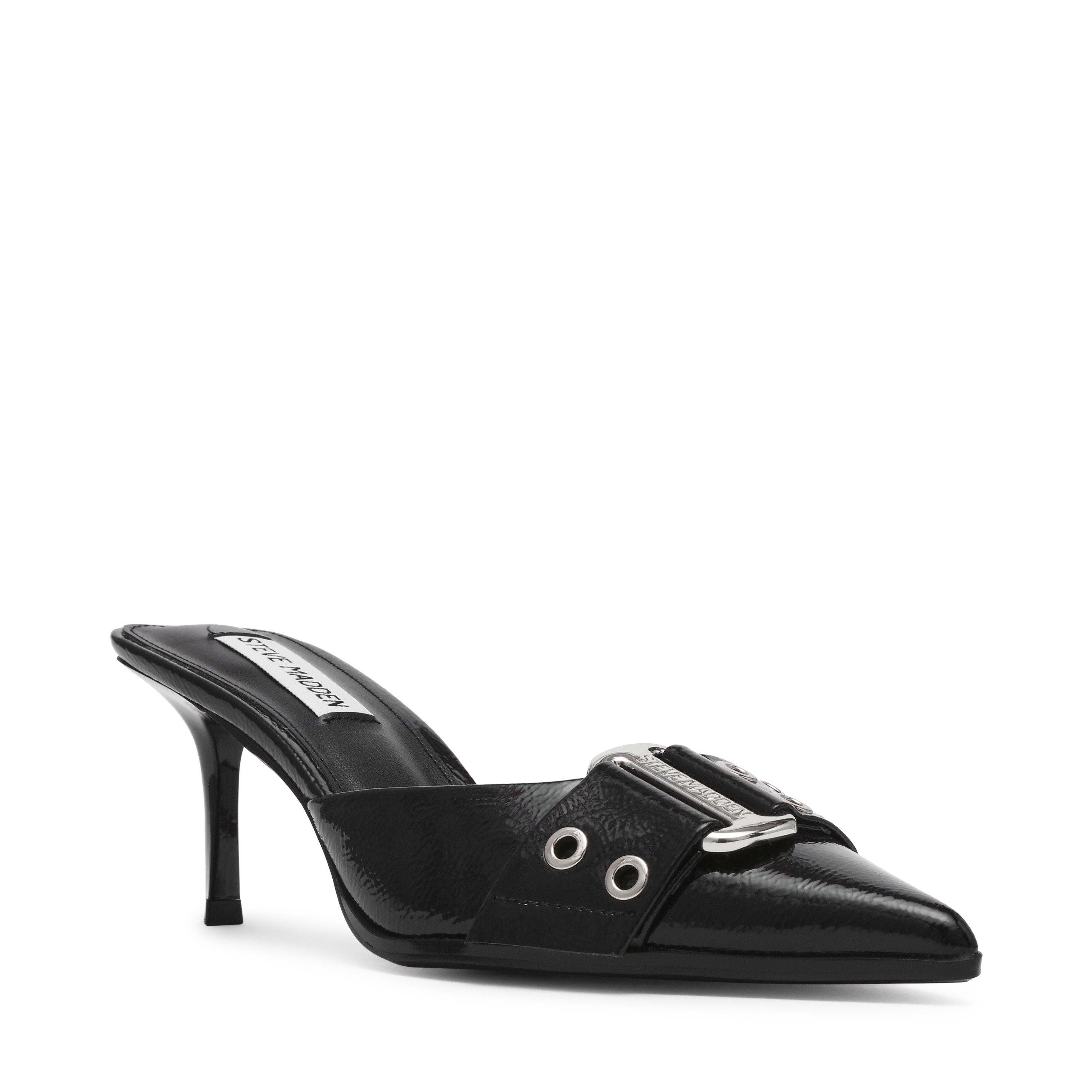 Hiatus Black Crinkle Patent Pumps