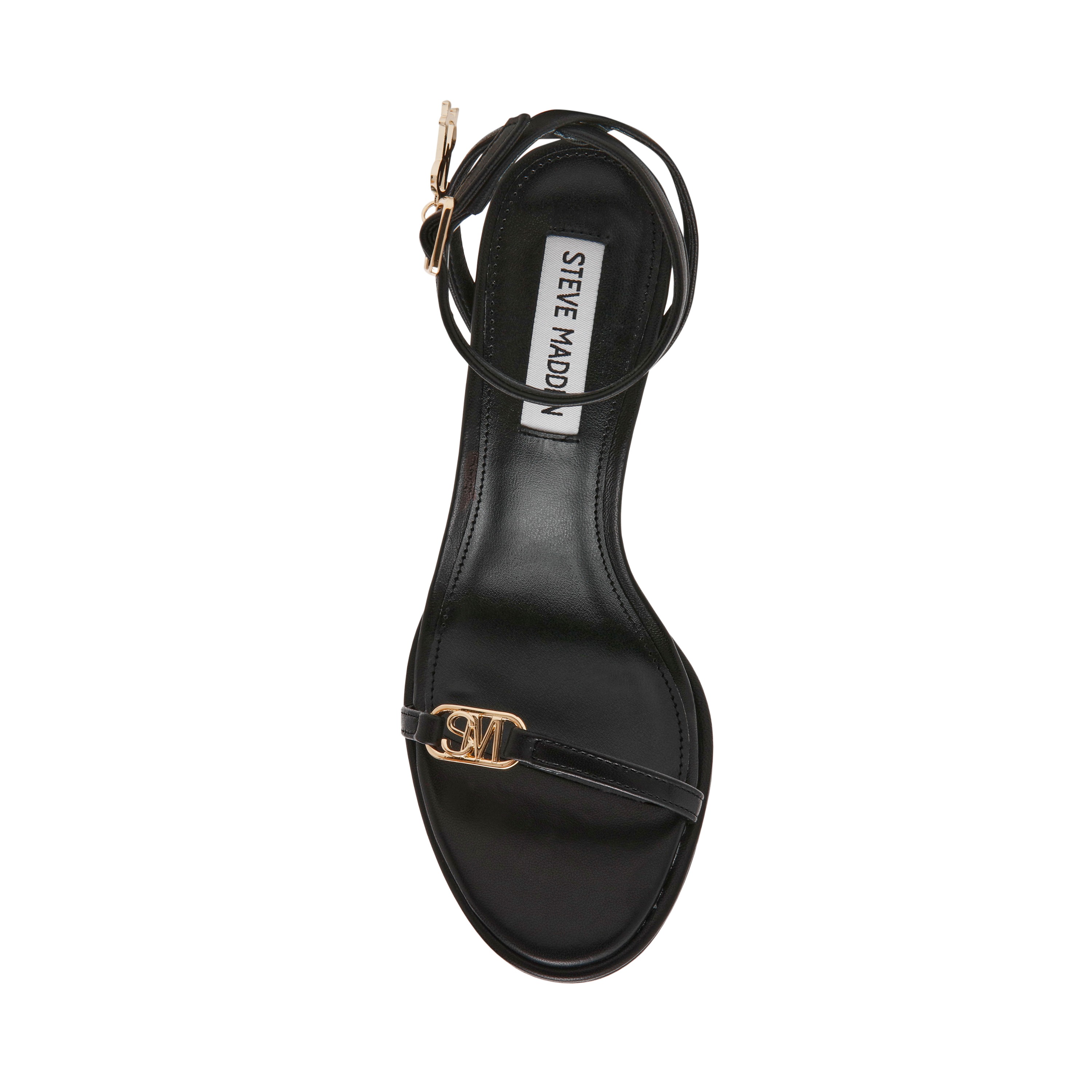 KELSI Black Leather Heel Sandals