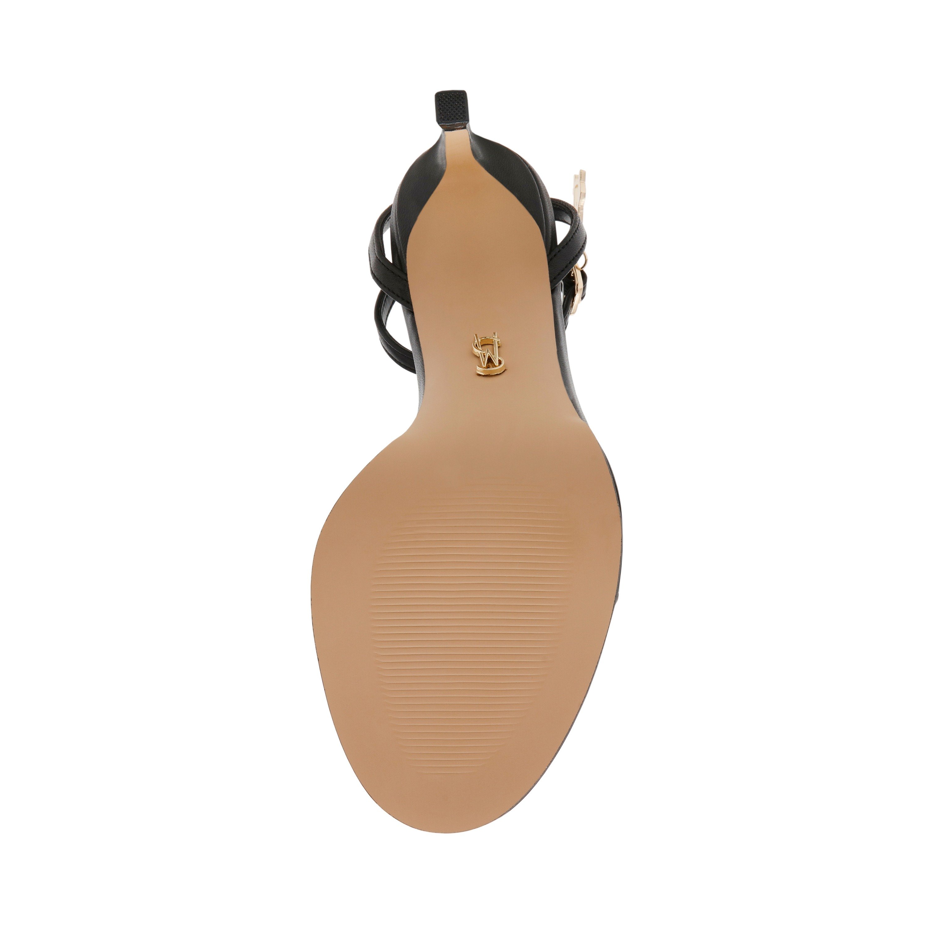 KELSI Black Leather Heel Sandals