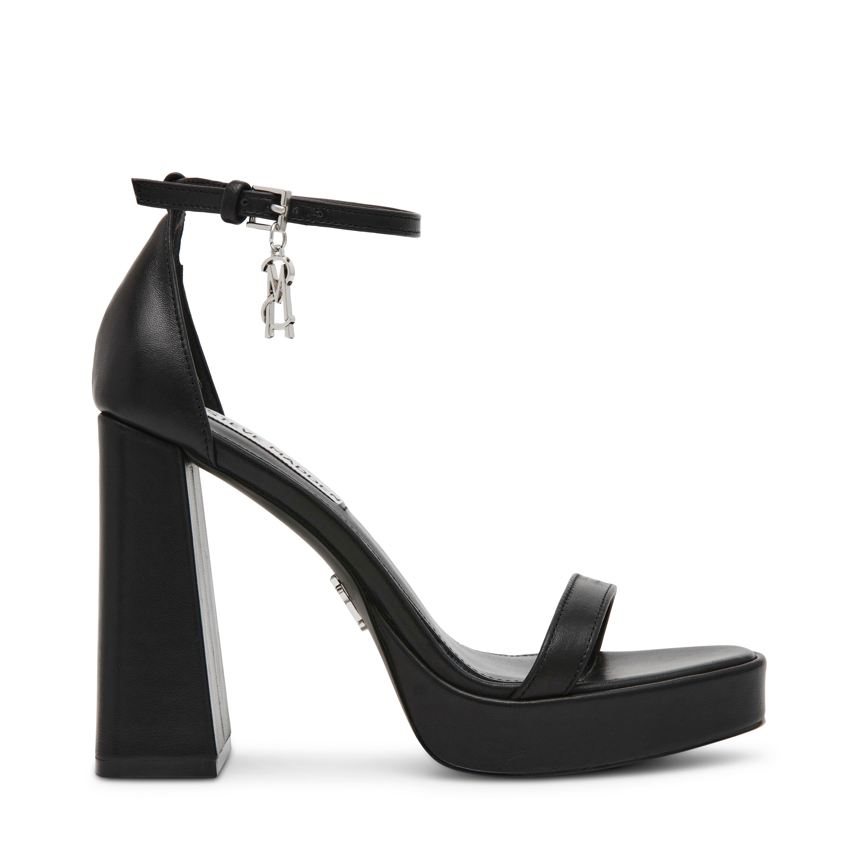 VERONIKA Black Leather Heel Sandals