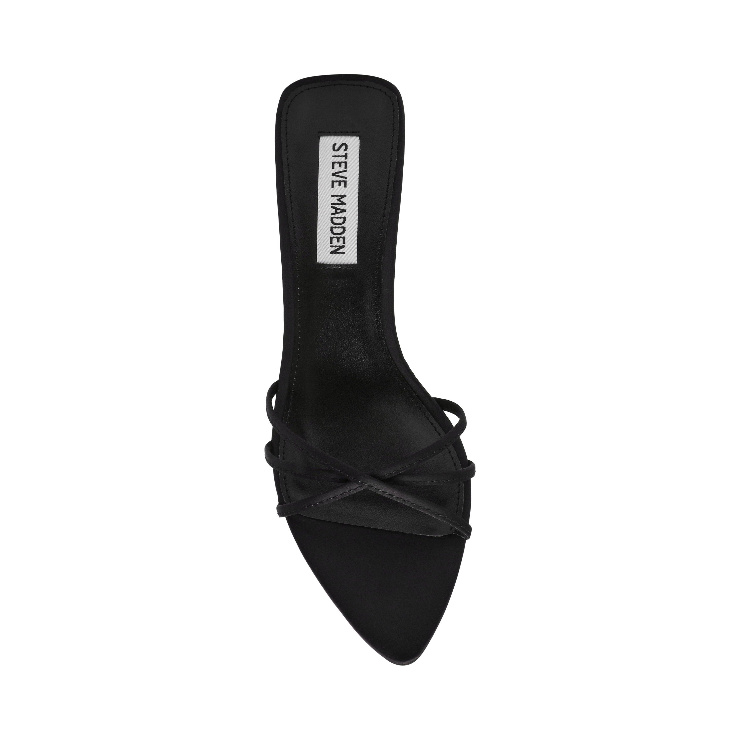Candela Black Satin Heel Sandals