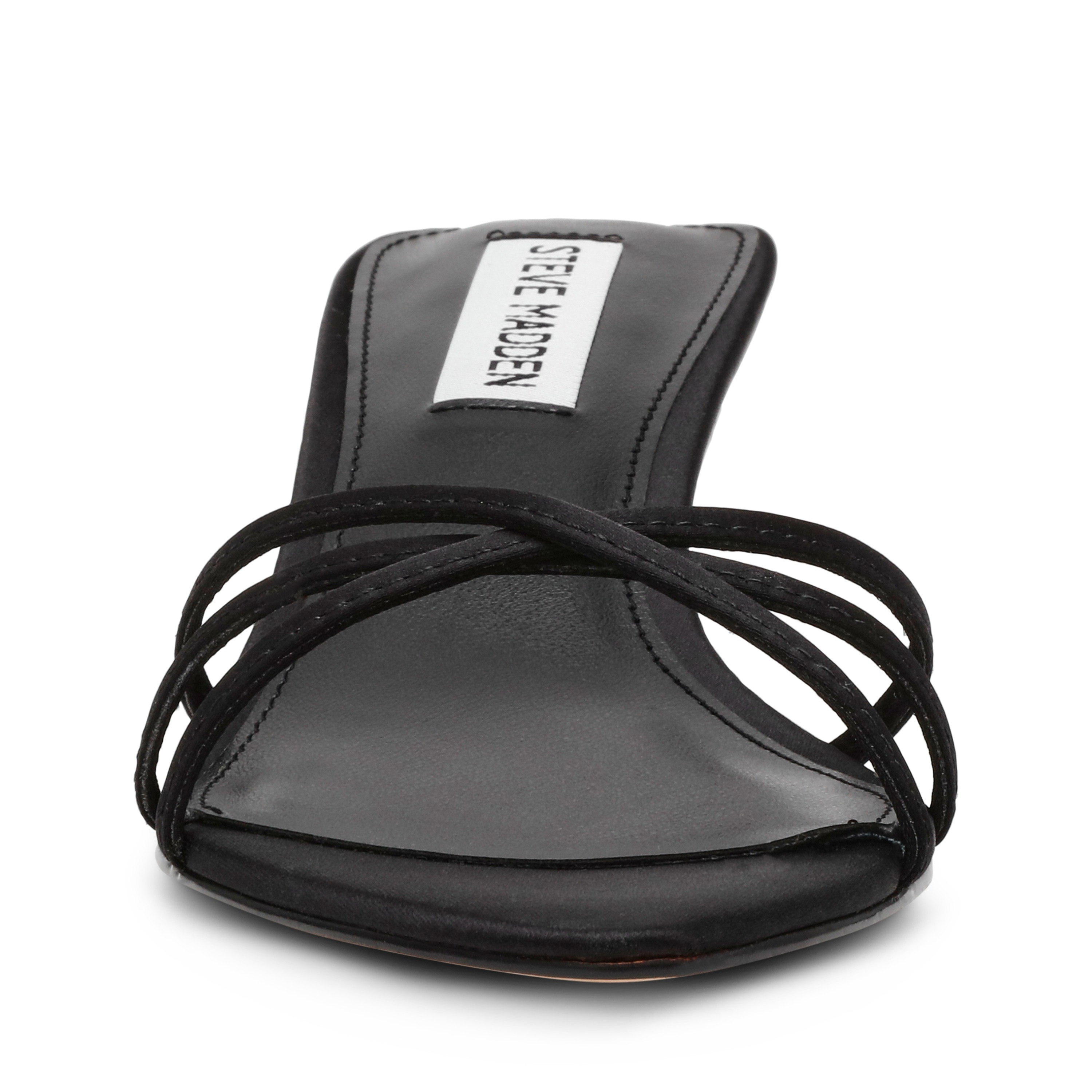 Candela Black Satin Heel Sandals