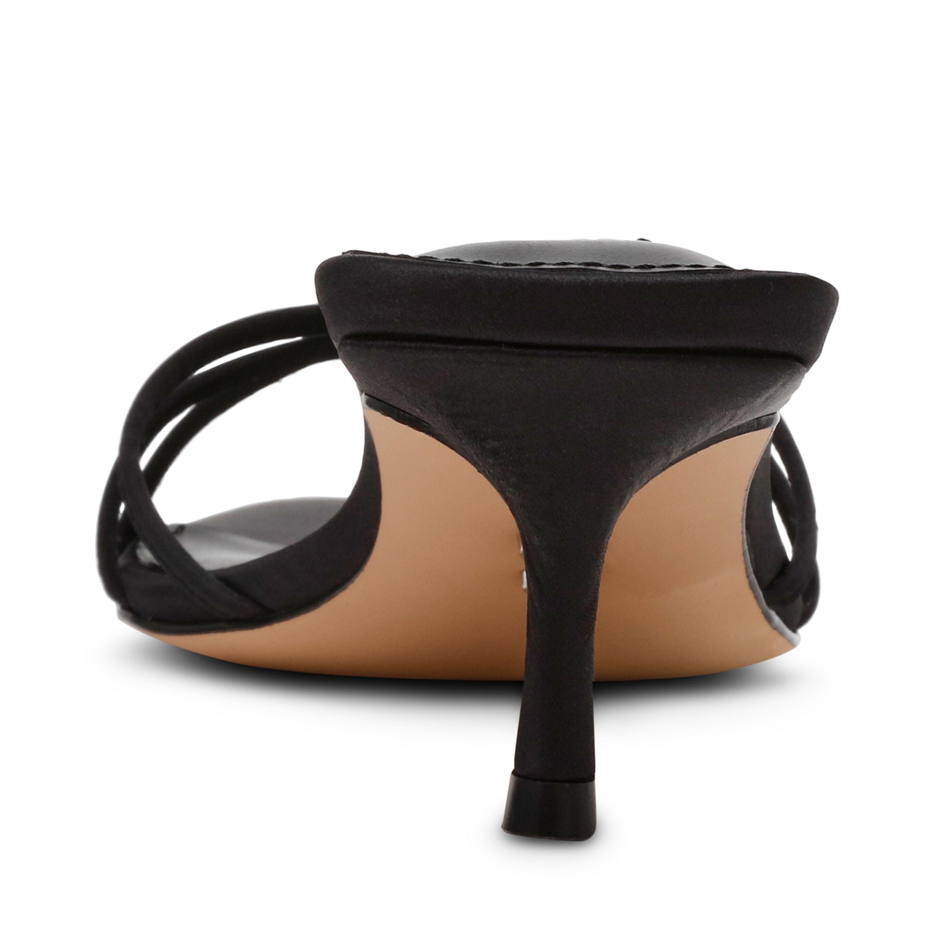 Candela Black Satin Heel Sandals