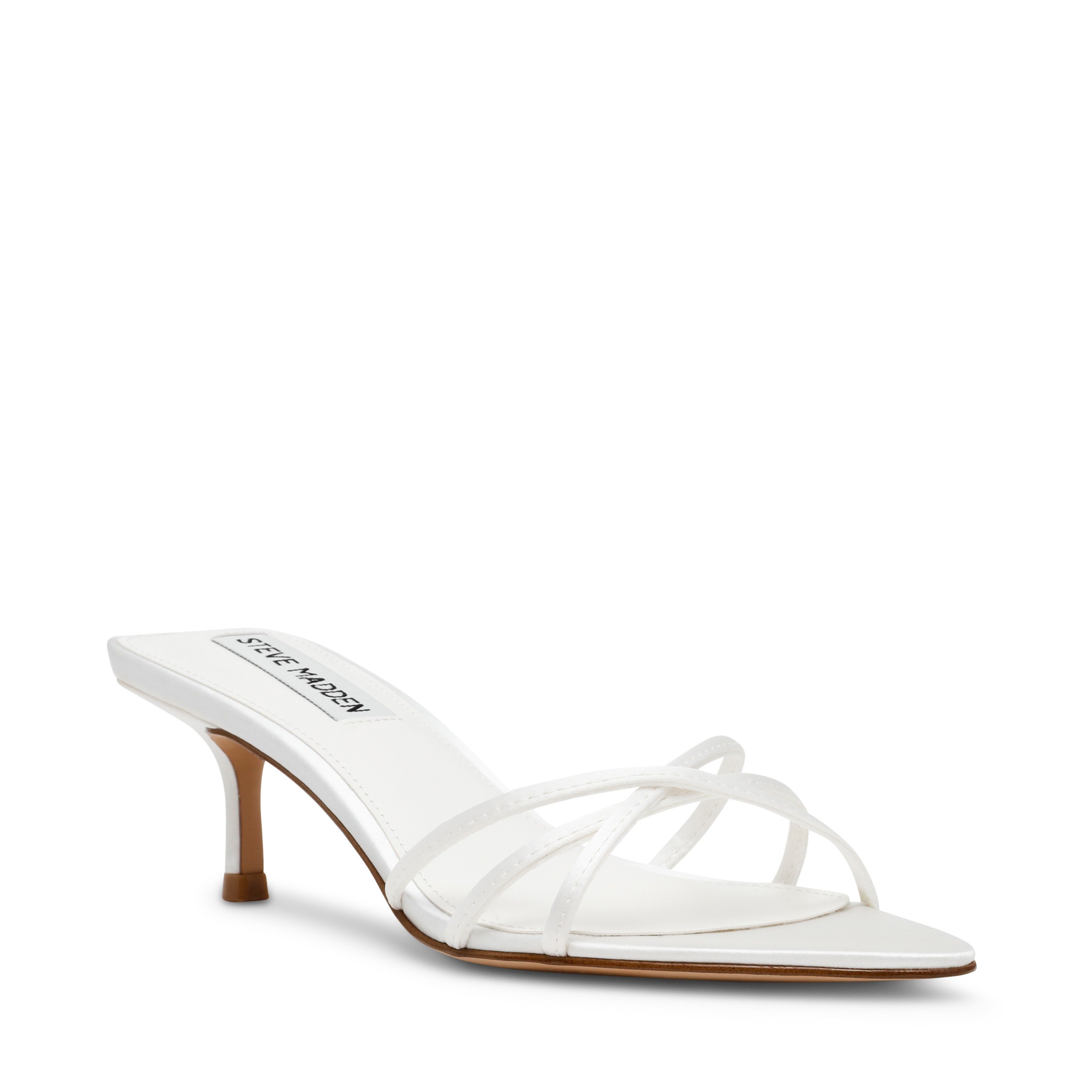 Candela White Satin Heel Sandals