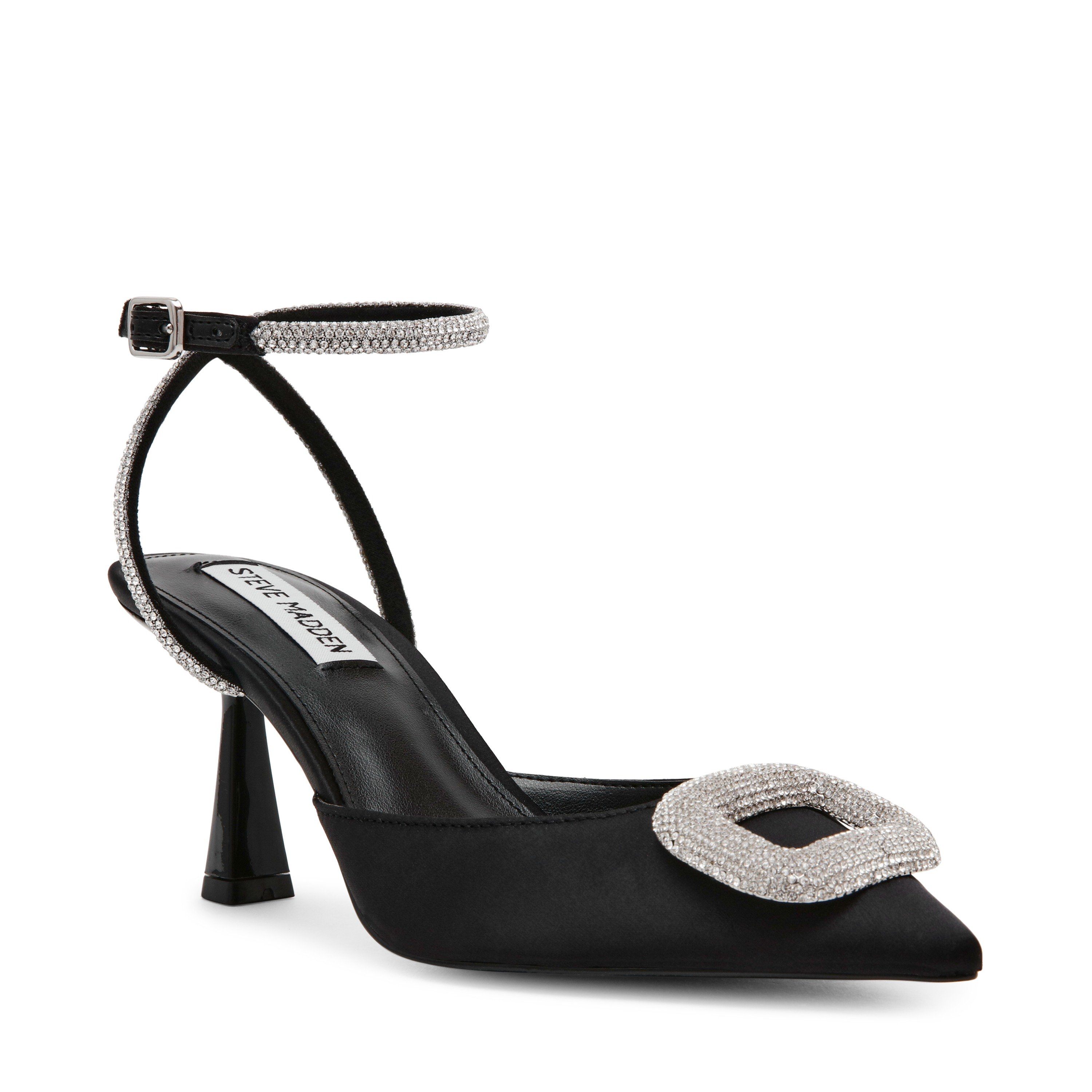 Florenzia Black Satin Pumps