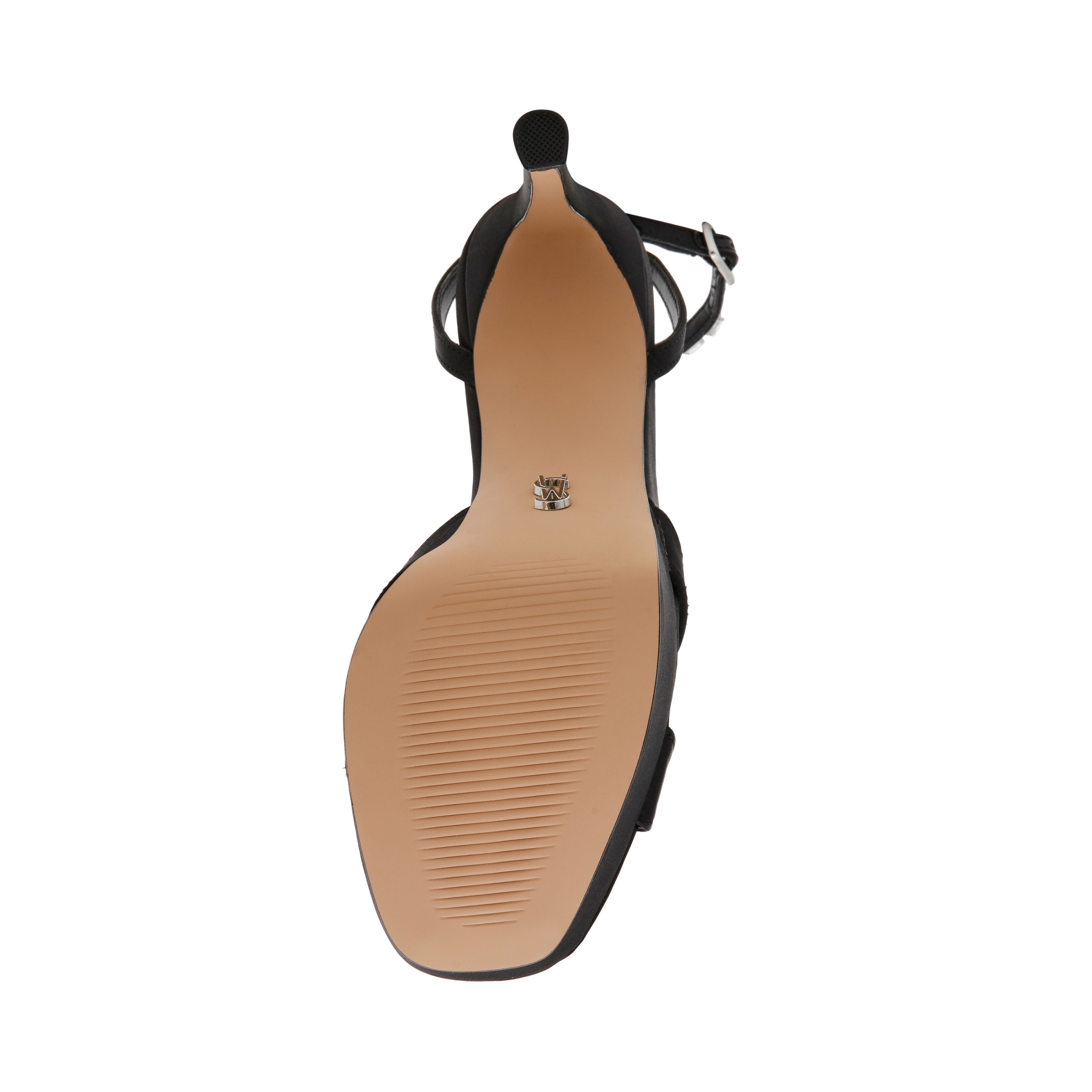 SUNLIT Black Satin Heel Sandals