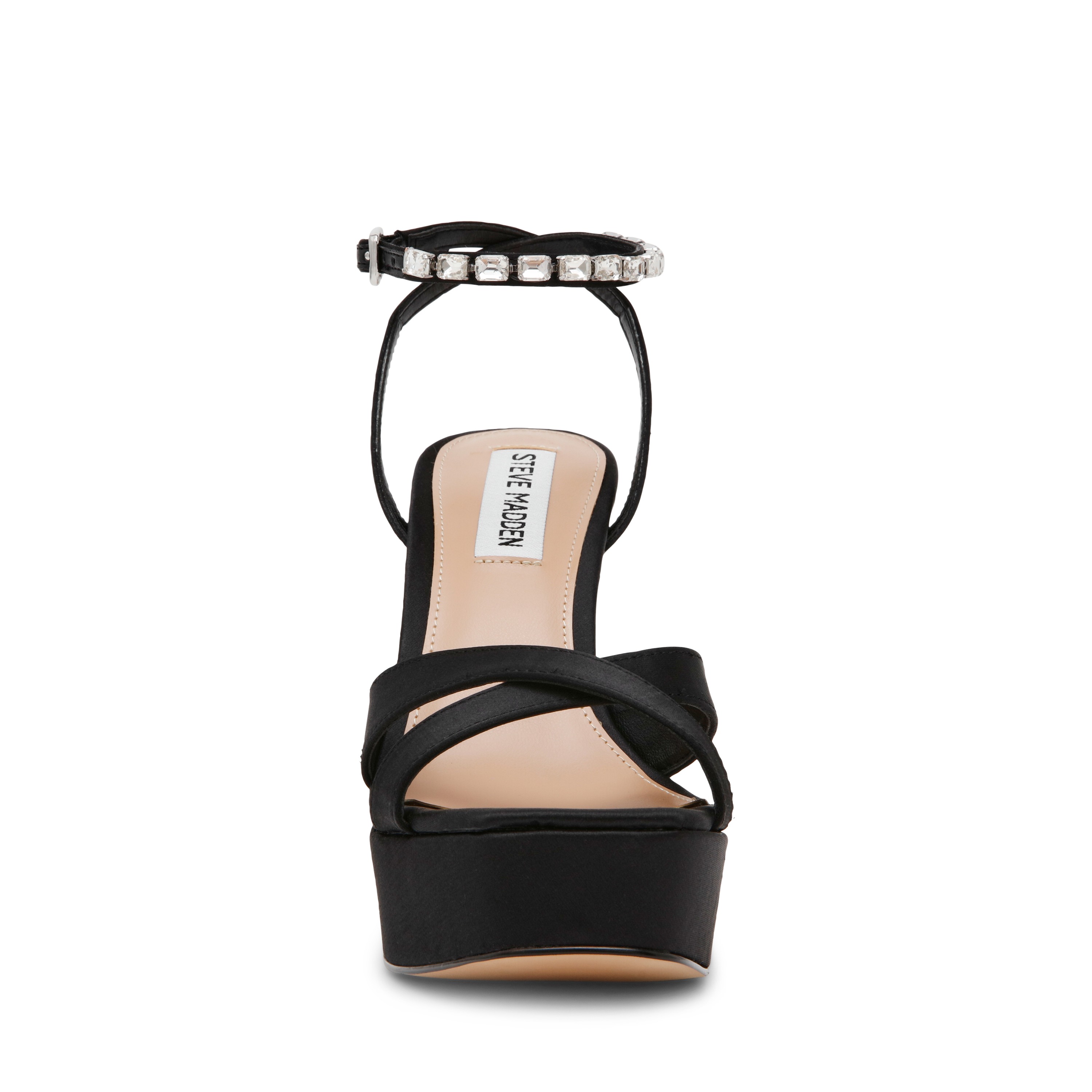 SUNLIT Black Satin Heel Sandals