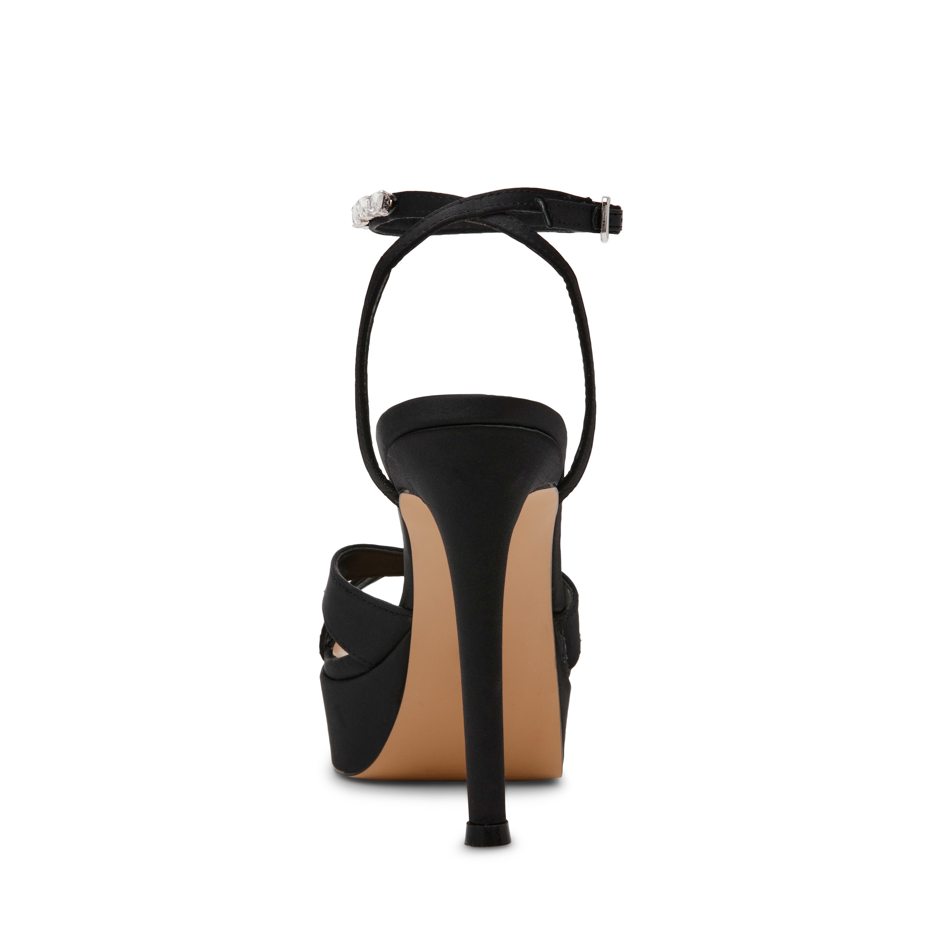 SUNLIT Black Satin Heel Sandals