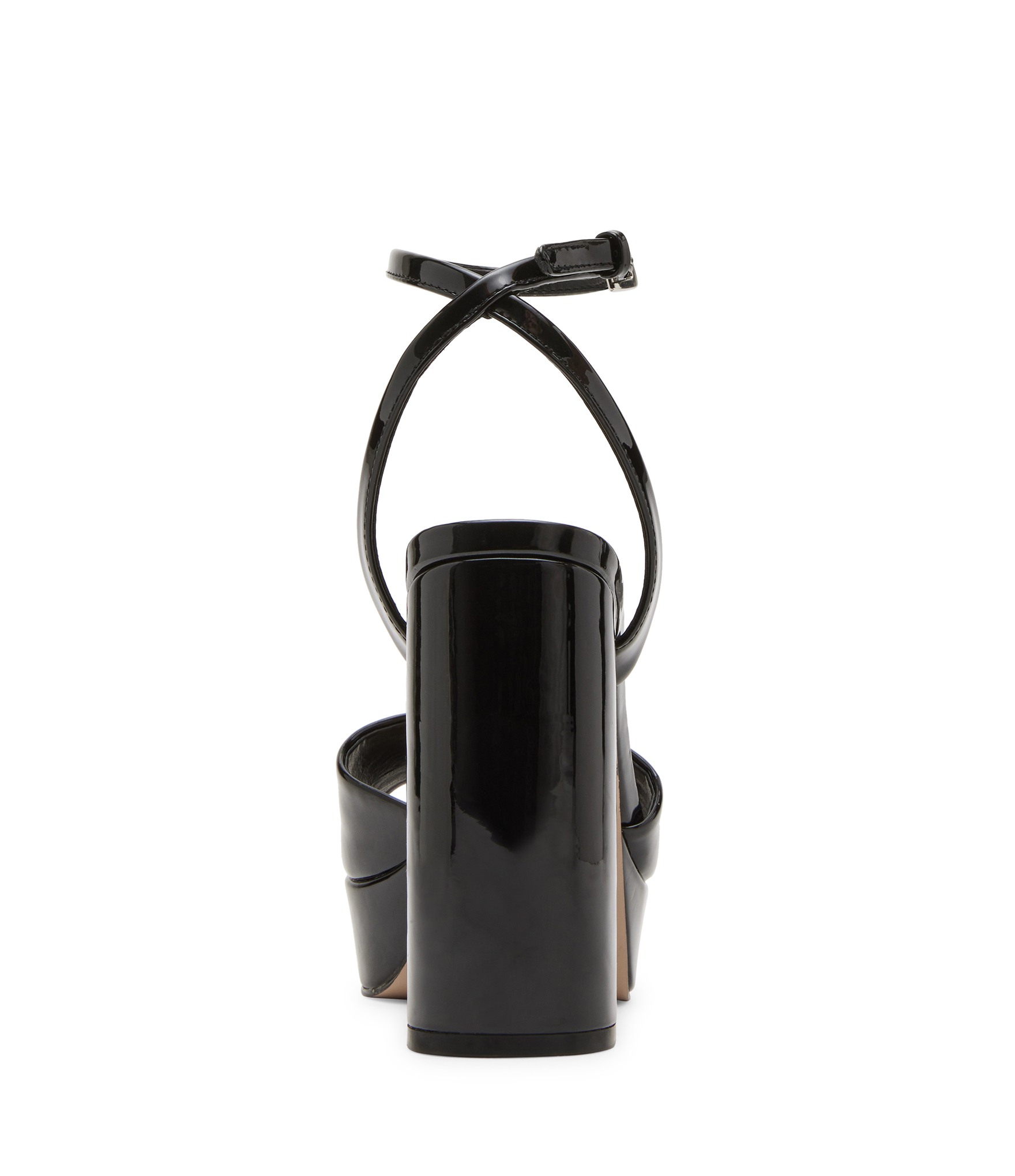 Lourdes Black Patent Heel Sandals