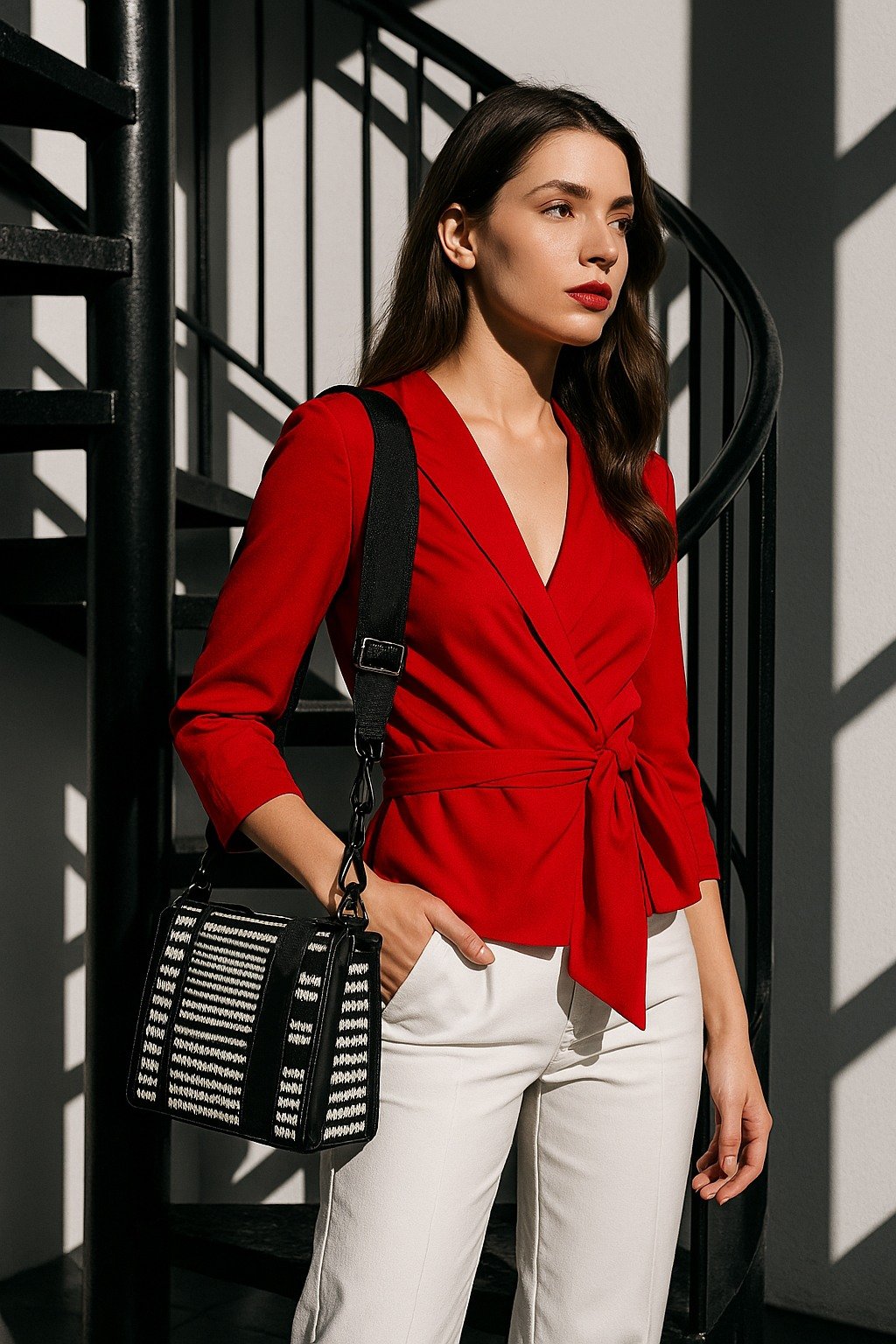 Bwebby Black-White Satchel
