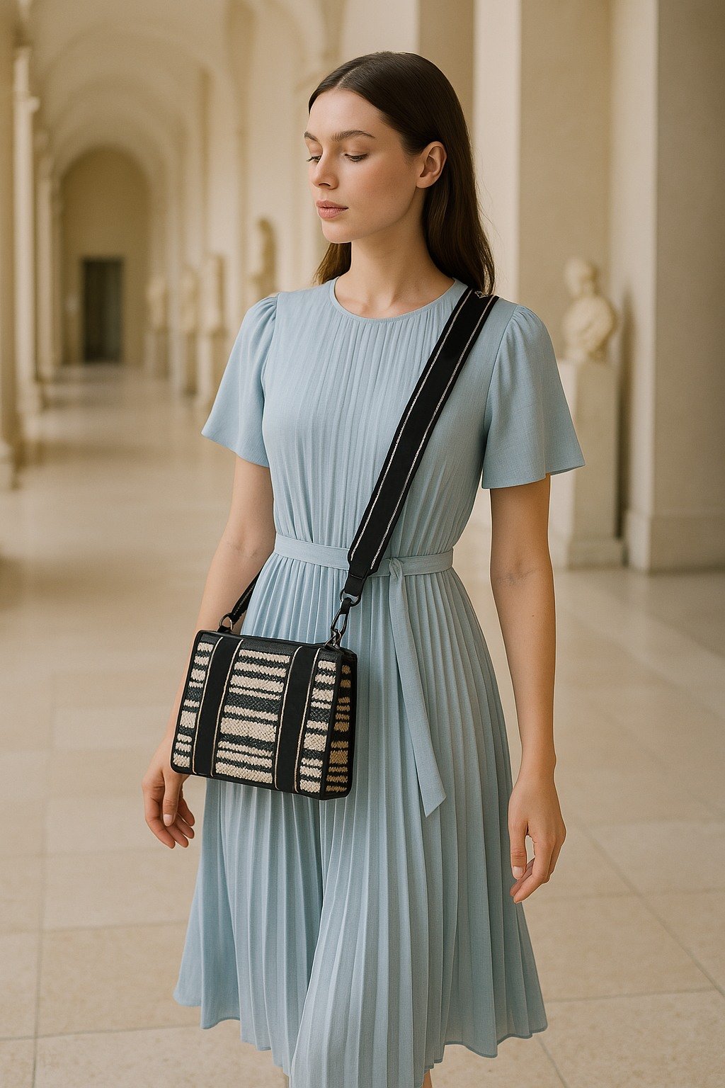 Bwebby Black-White Satchel
