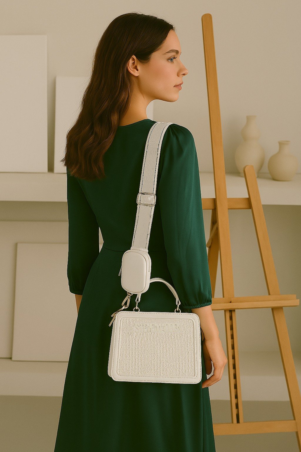 Bevelyn-S White Satchel