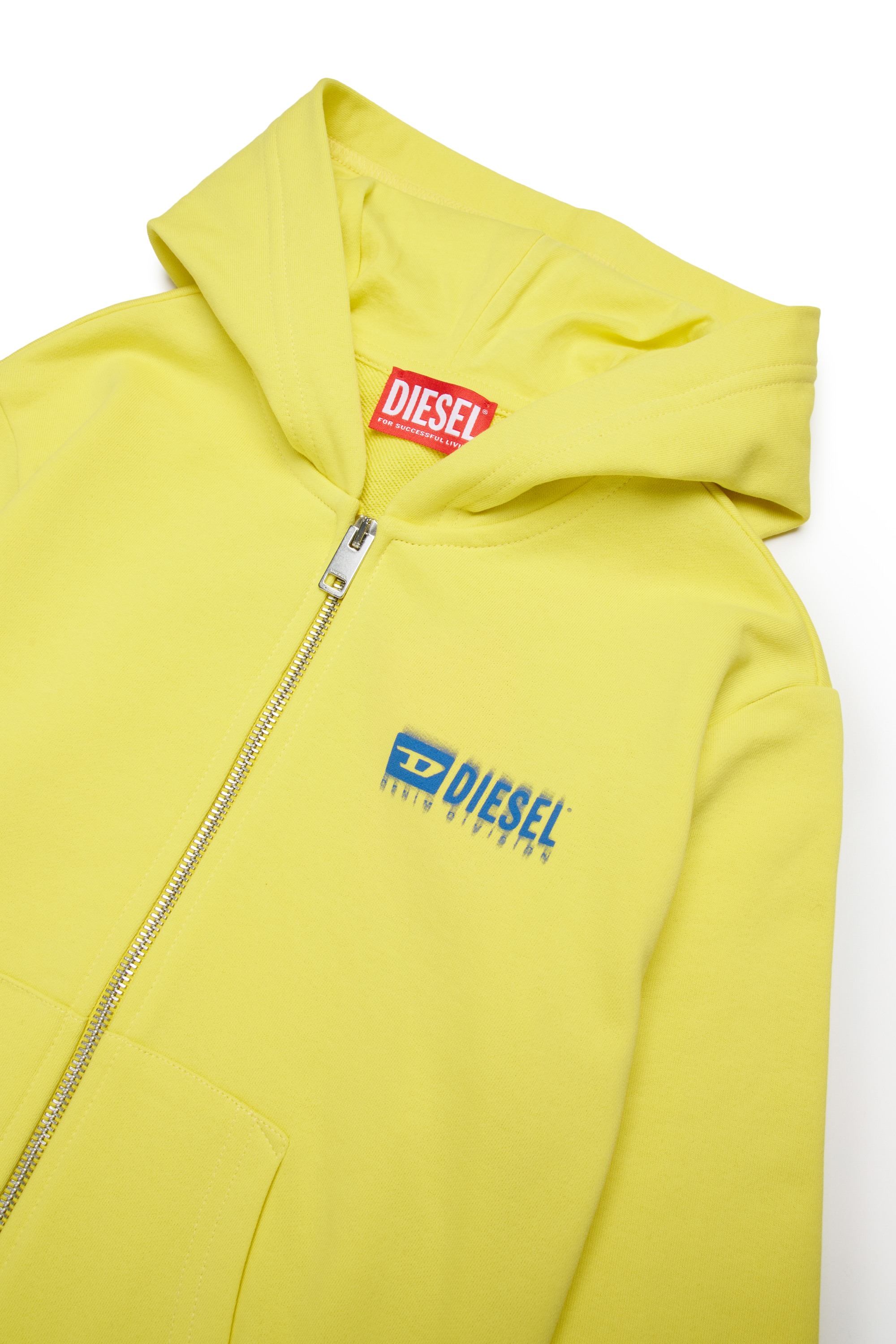 Yellow Zip-up hoodie with smudged logo