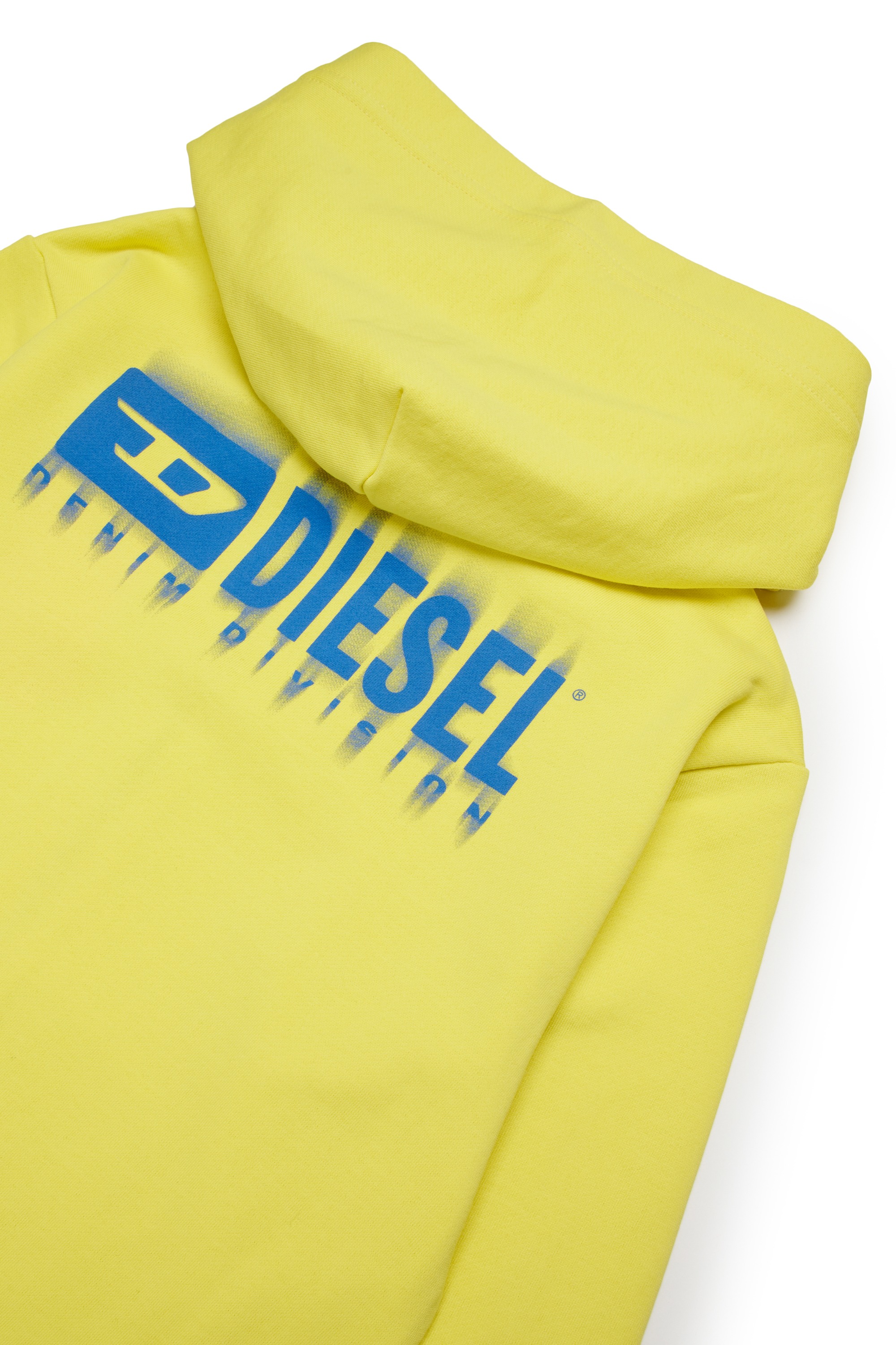 Yellow Zip-up hoodie with smudged logo