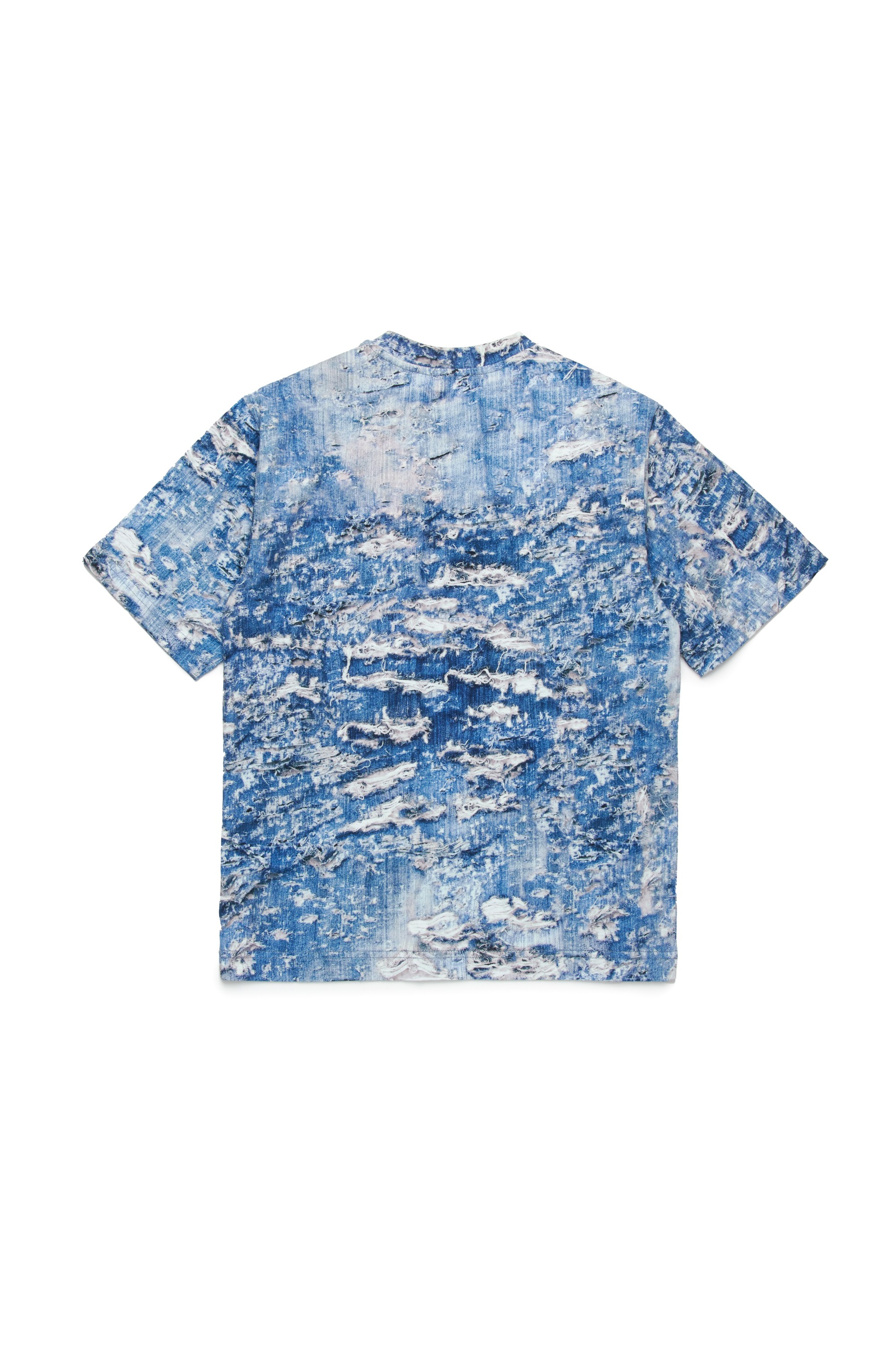 Blue T-shirt with Tiger Breaks trompe l'oeil