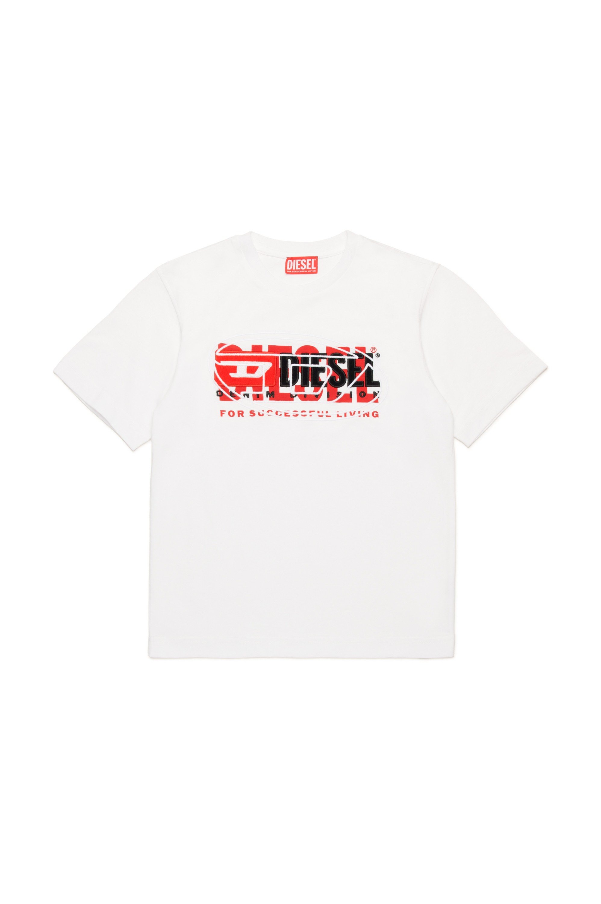 White T-shirt with superimposed logos