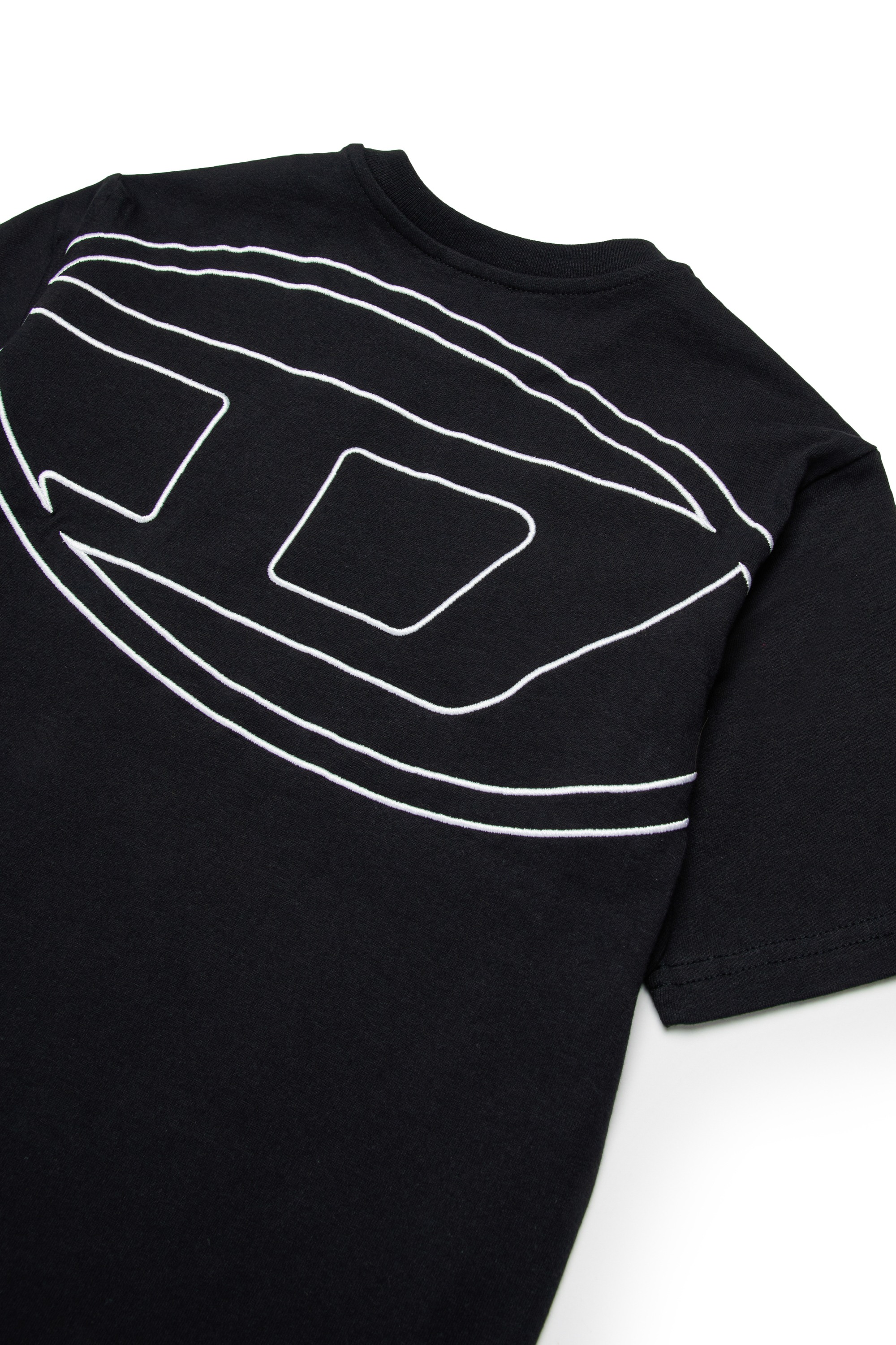 Black T-shirt with mega Oval D embroidery