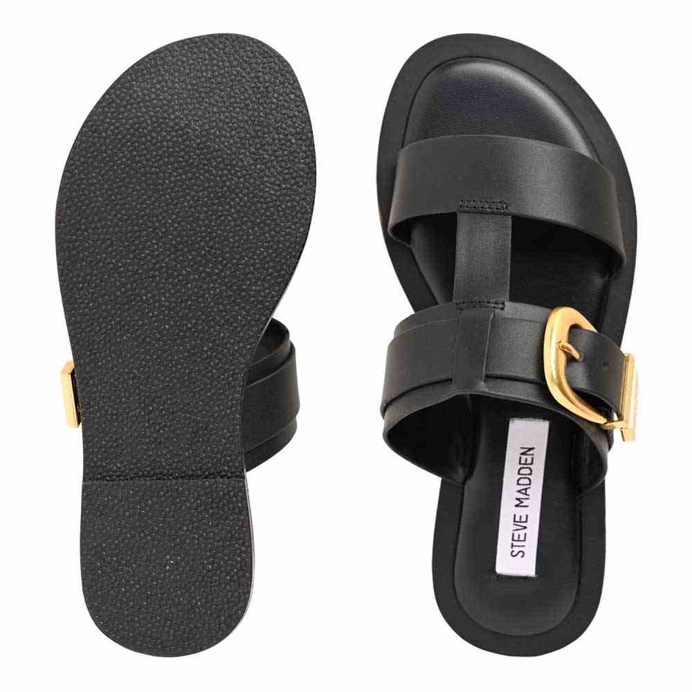 Aurorah Black Leather Flats