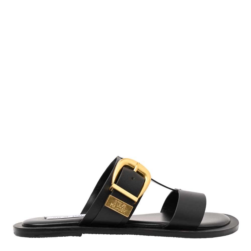 Aurorah Black Leather Flats