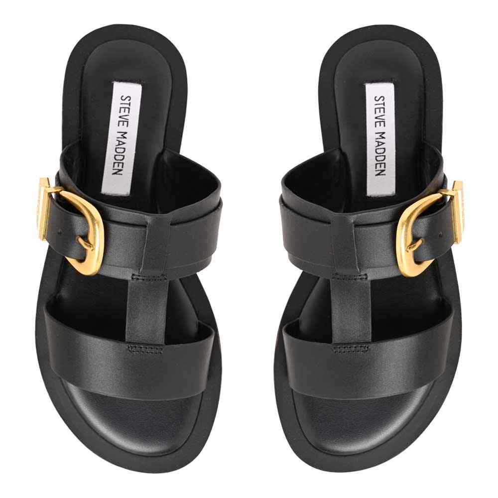 Aurorah Black Leather Flats