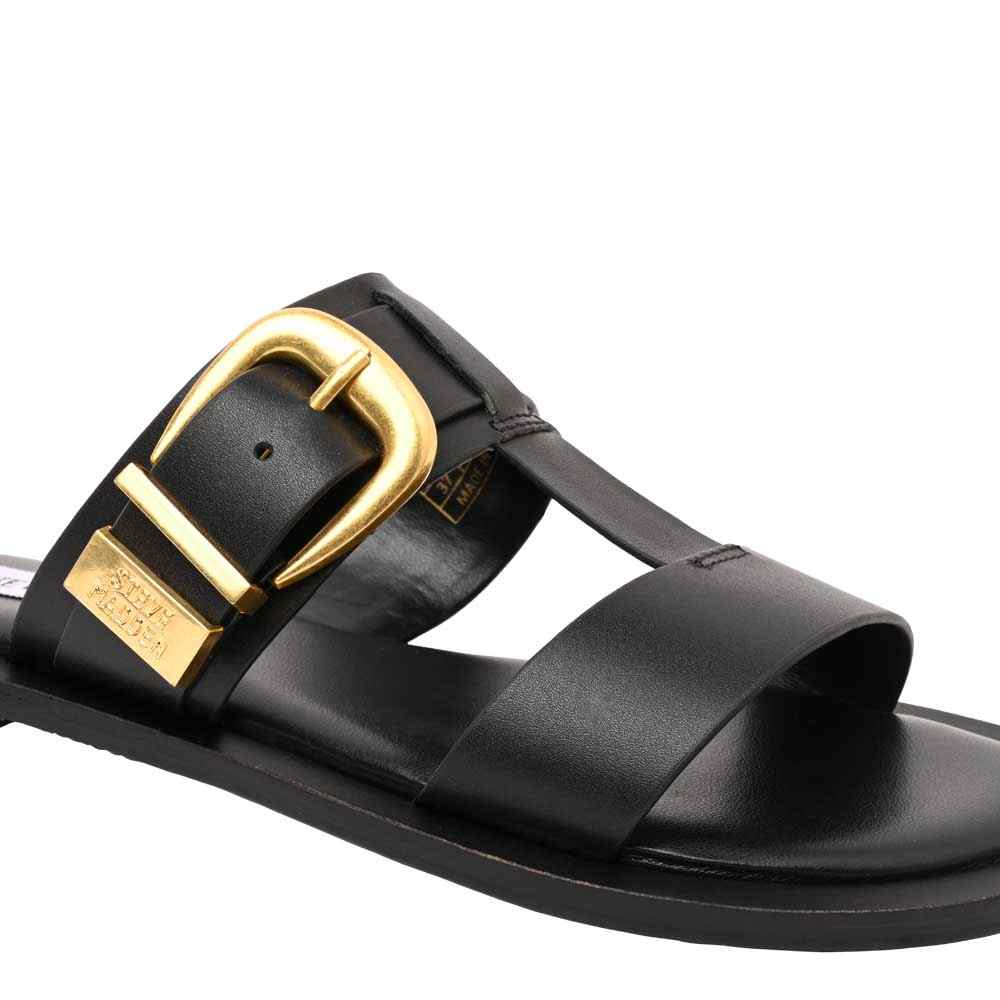 Aurorah Black Leather Flats