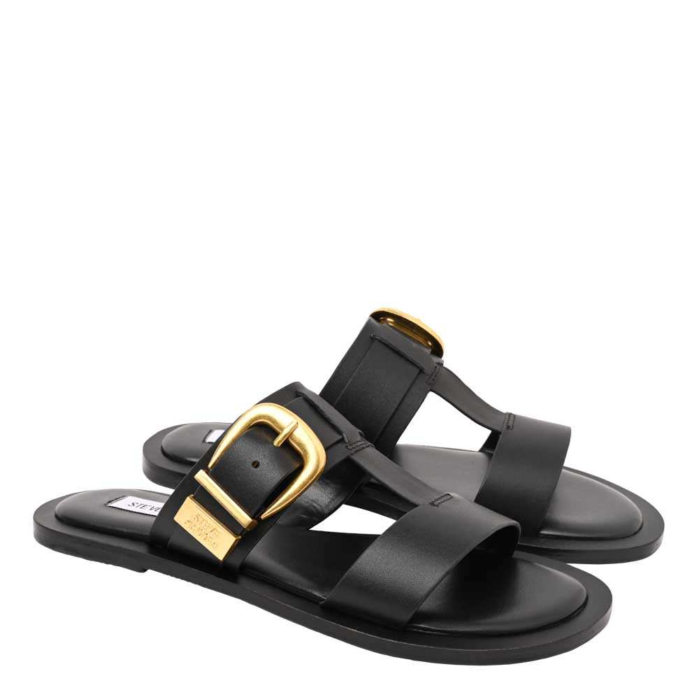 Aurorah Black Leather Flats