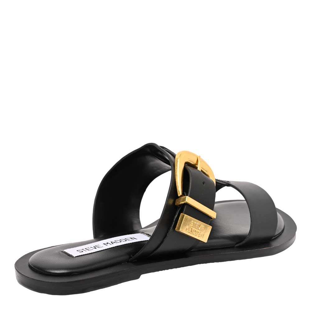 Aurorah Black Leather Flats