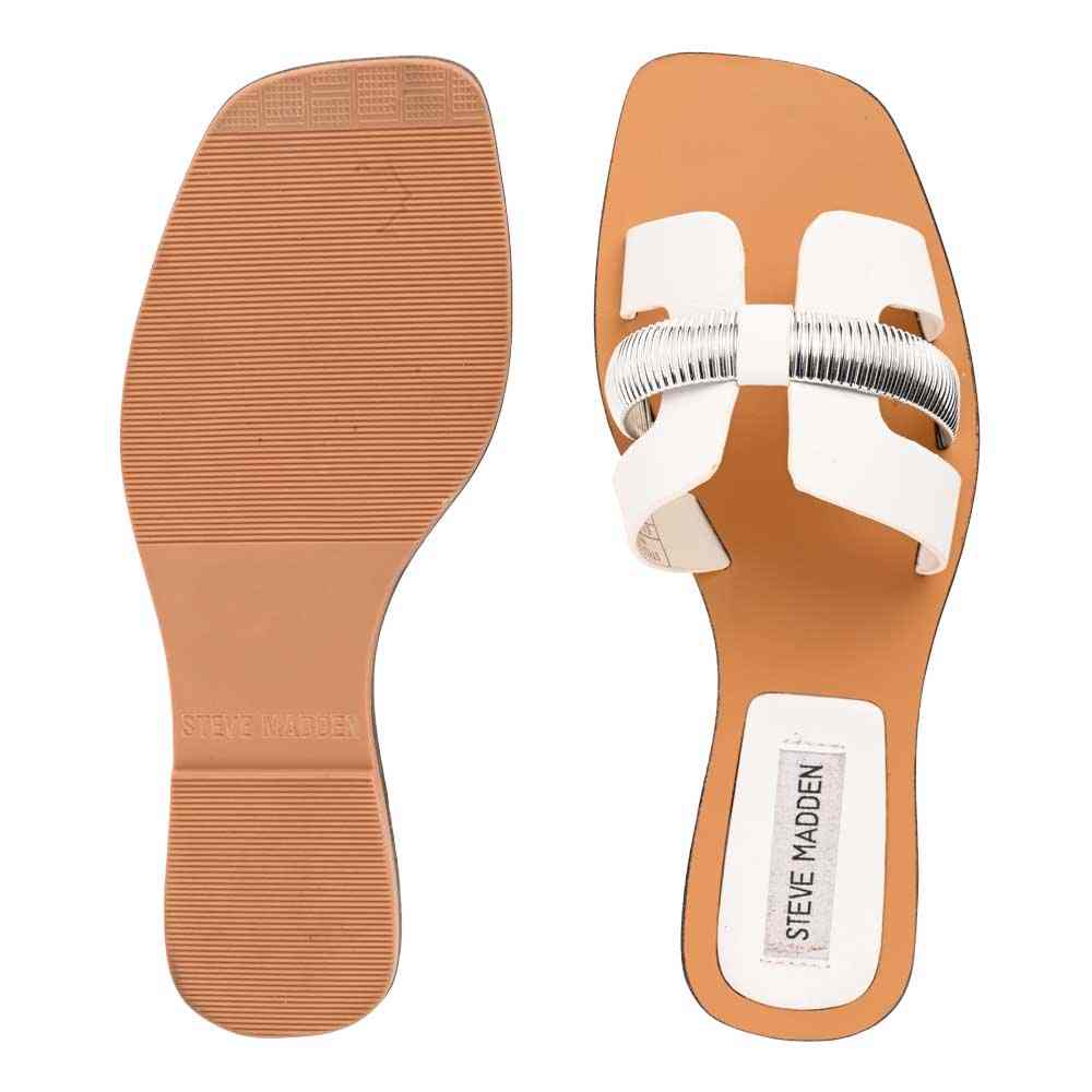 Niella White Leather Flats