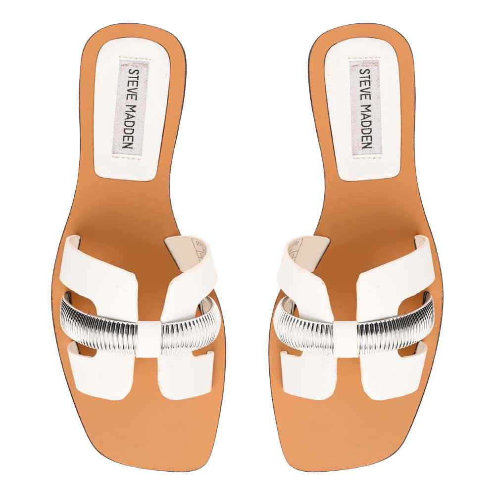 Niella White Leather Flats