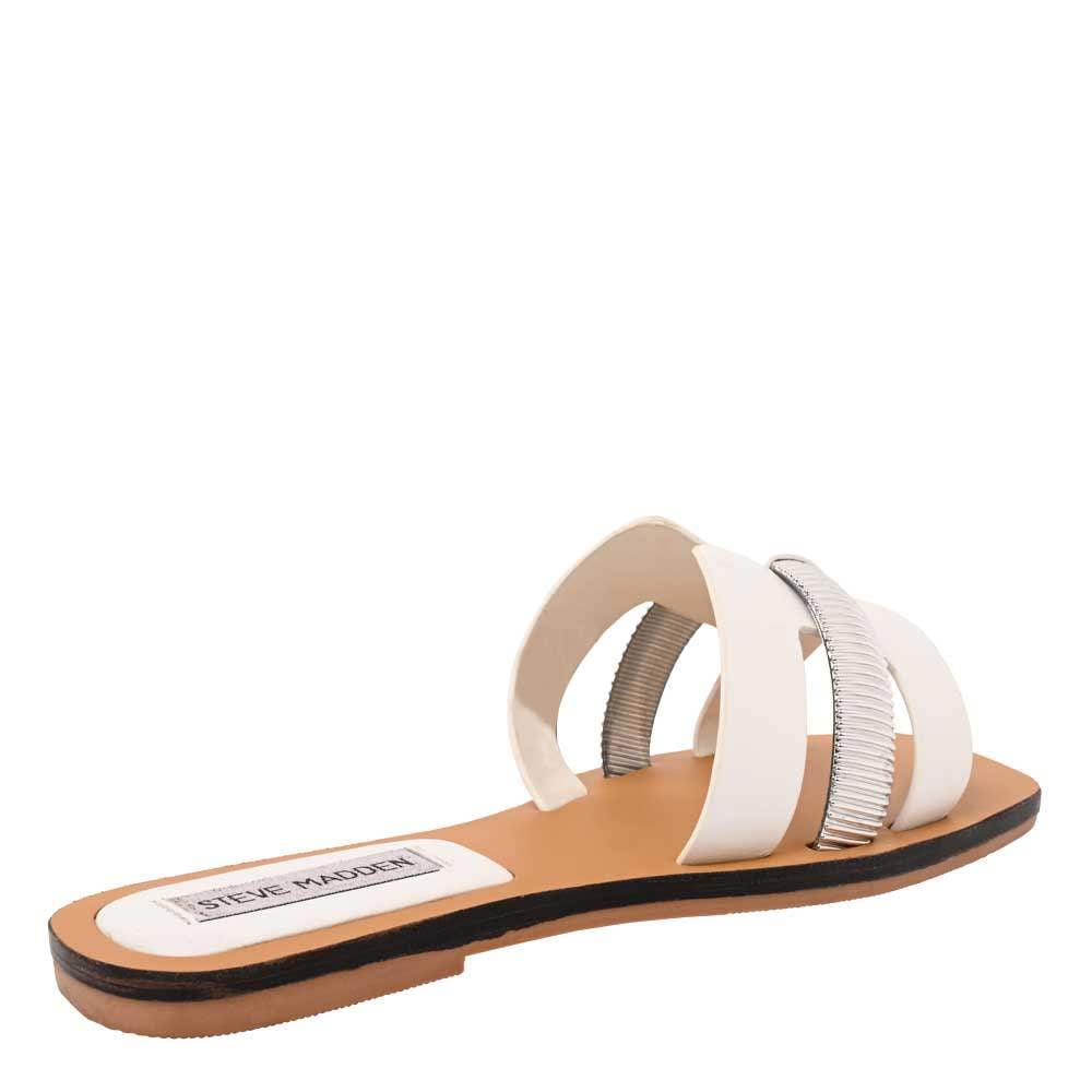 Niella White Leather Flats