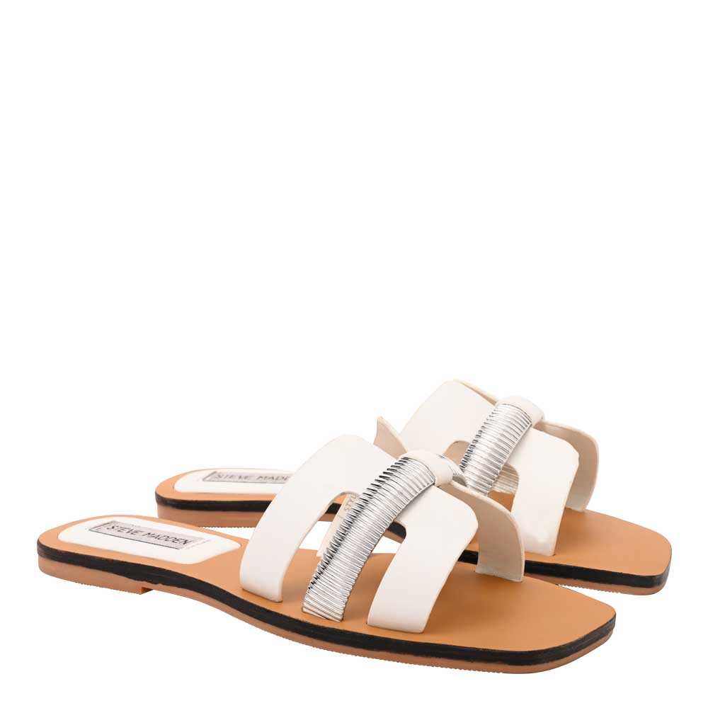 Niella White Leather Flats