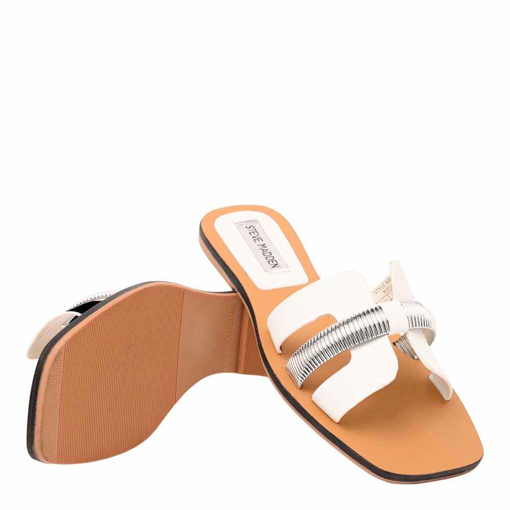 Niella White Leather Flats