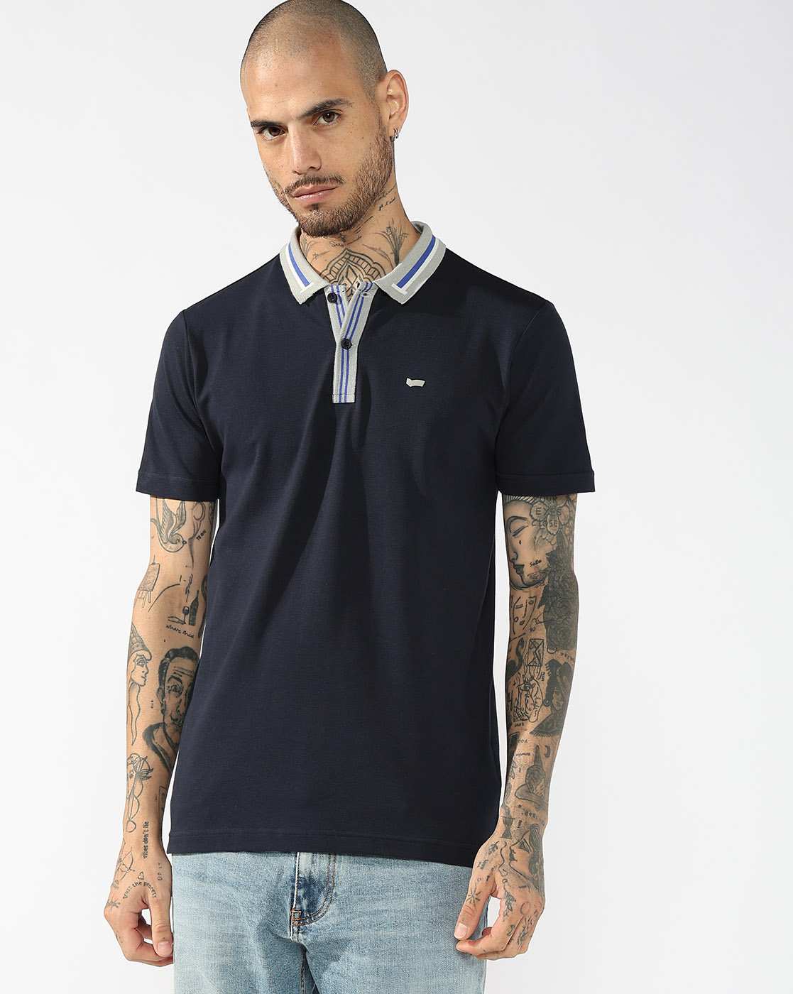 GAS | Regular Fit Textured Polo With Contrast Collar Detail