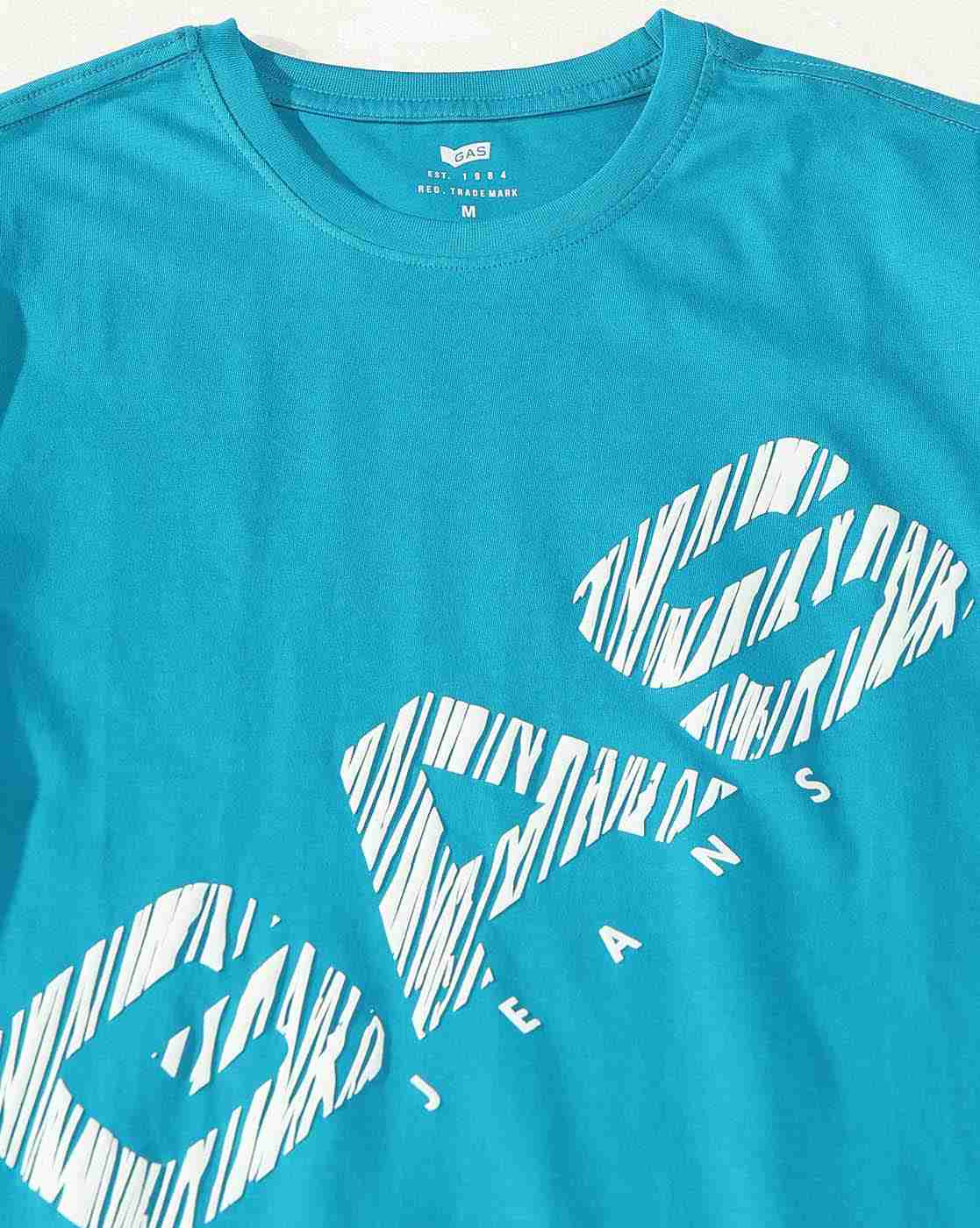 GAS | Crew Neck T-Shirt With Bold Diagonal Logo Print